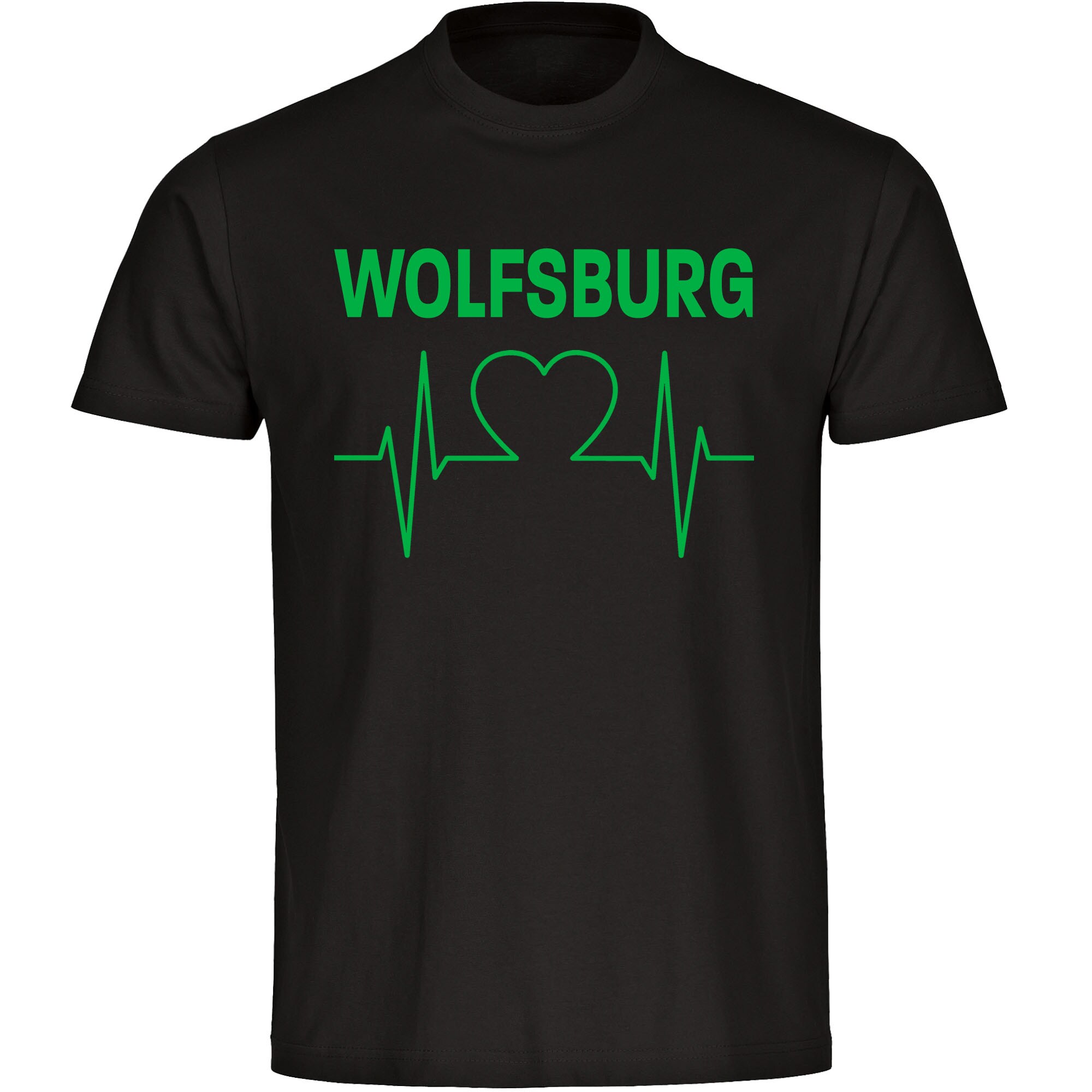 multifanshop Herren T-Shirt - Wolfsburg - Herzschlag - Druck gr&uuml;n - M&auml;nner - Bild 1