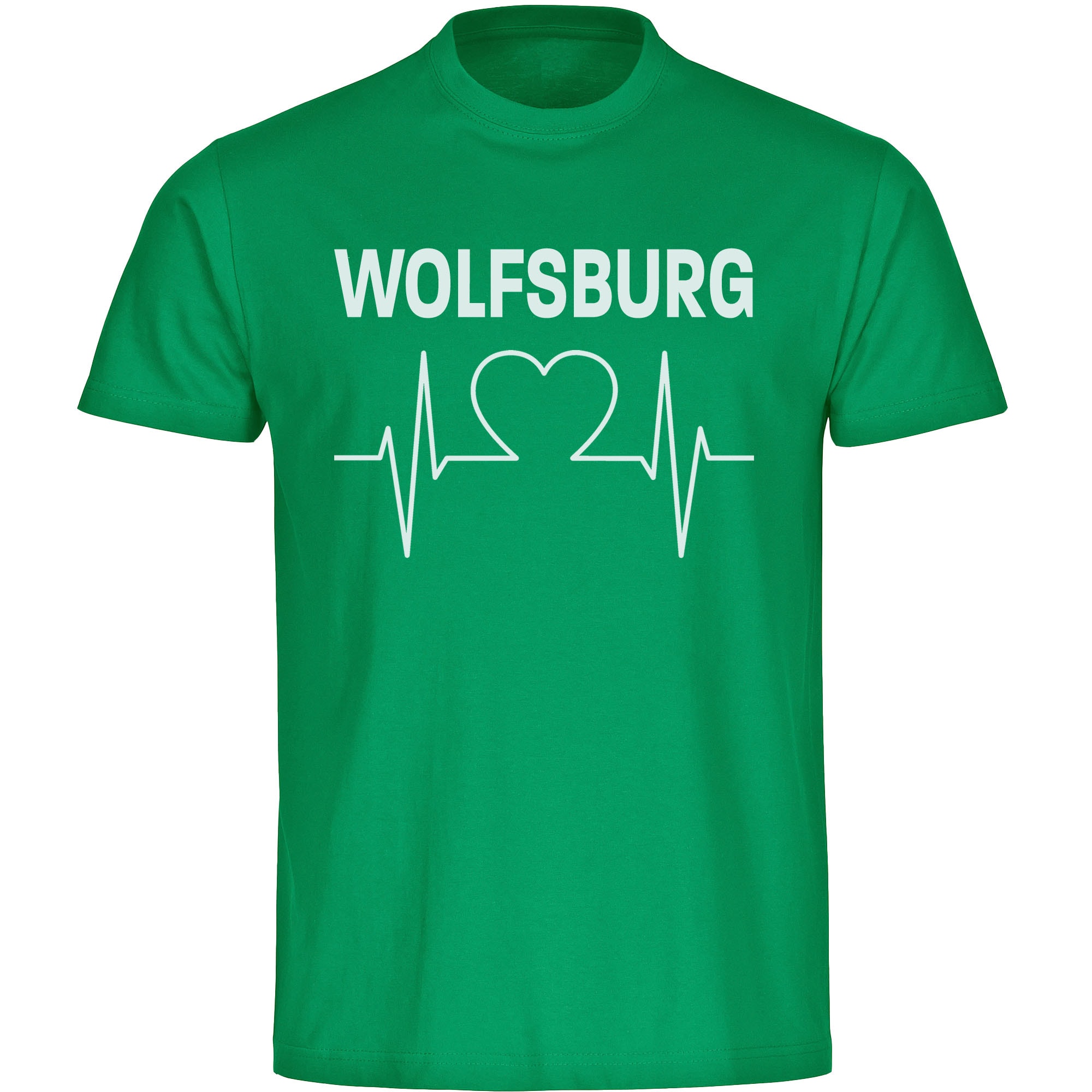 multifanshop Herren T-Shirt - Wolfsburg - Herzschlag - Druck wei&szlig; - M&auml;nner - Bild 1