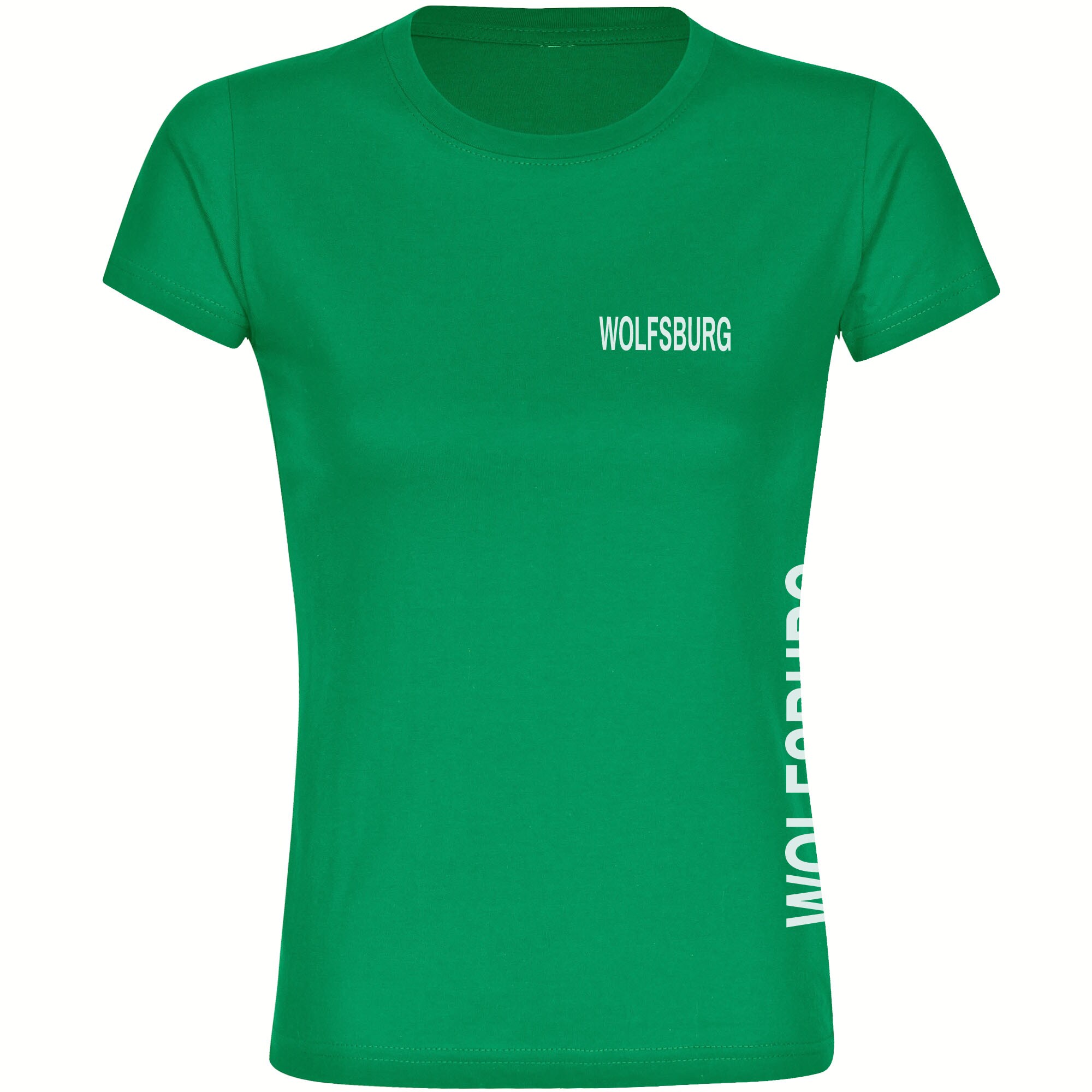 multifanshop Damen T-Shirt - Wolfsburg - Brust & Seite - Druck wei&szlig; - Frauen - Bild 1