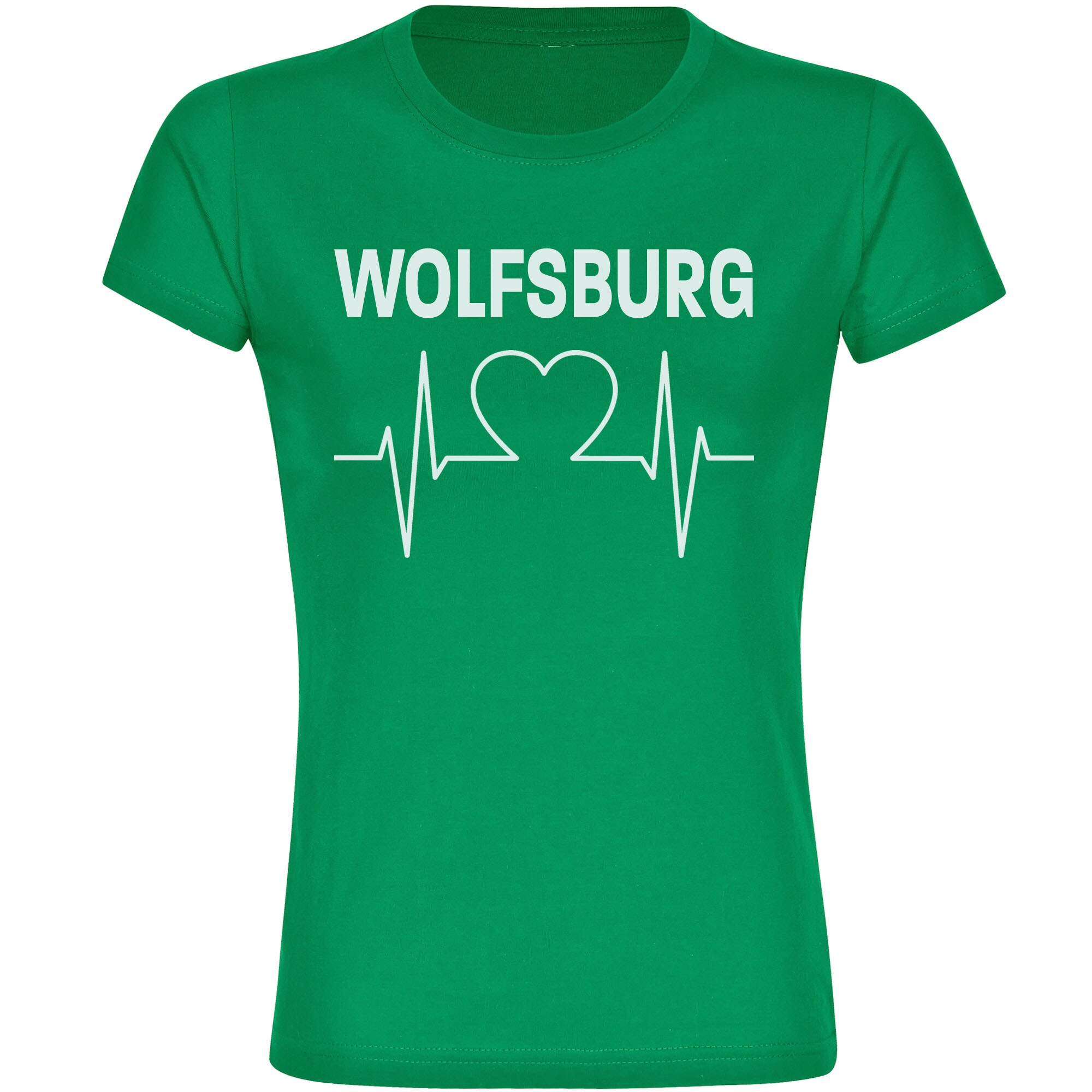 multifanshop Damen T-Shirt - Wolfsburg - Herzschlag - Druck wei&szlig; - Frauen - Bild 1