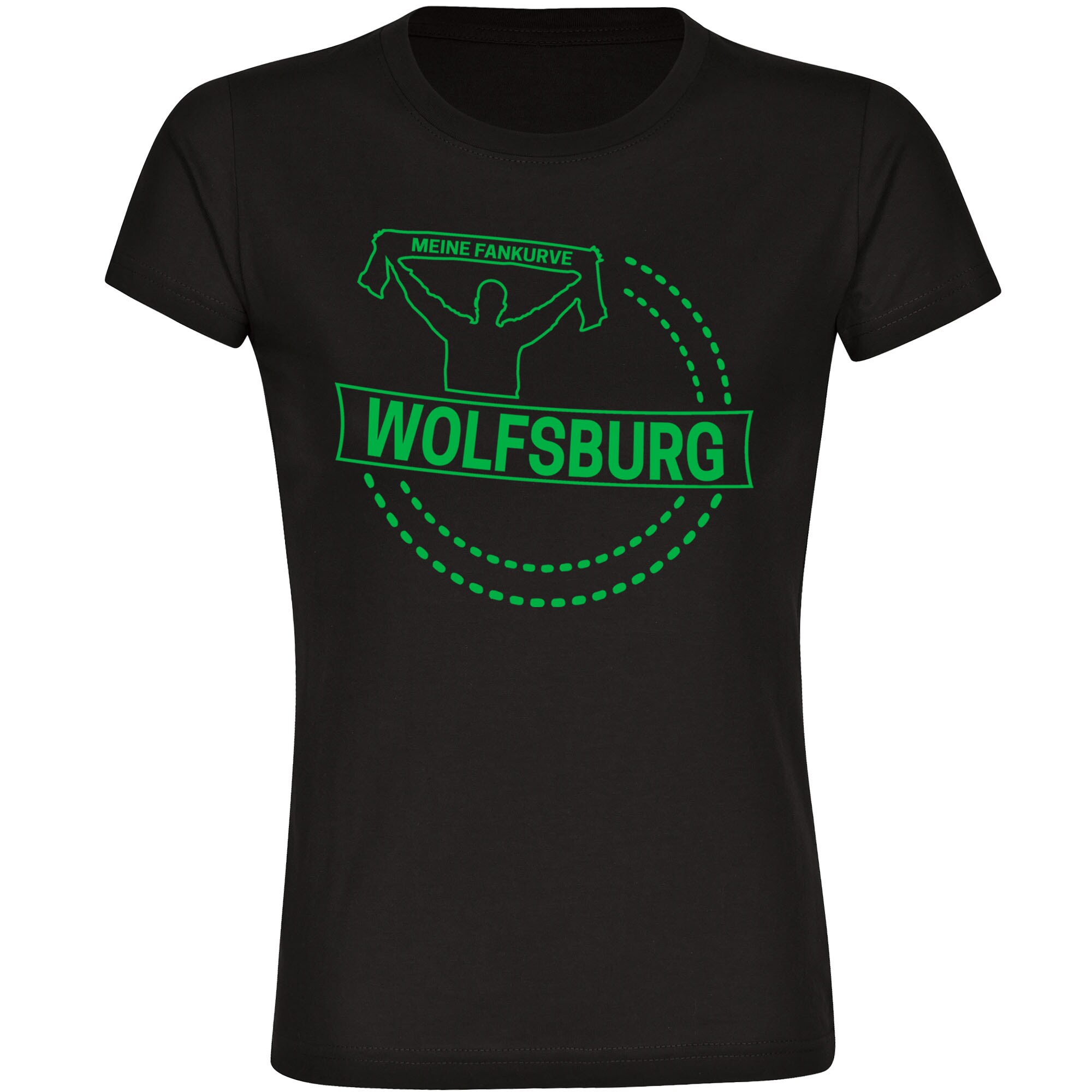 multifanshop Damen T-Shirt - Wolfsburg - Meine Fankurve - Druck gr&uuml;n - Frauen - Bild 1