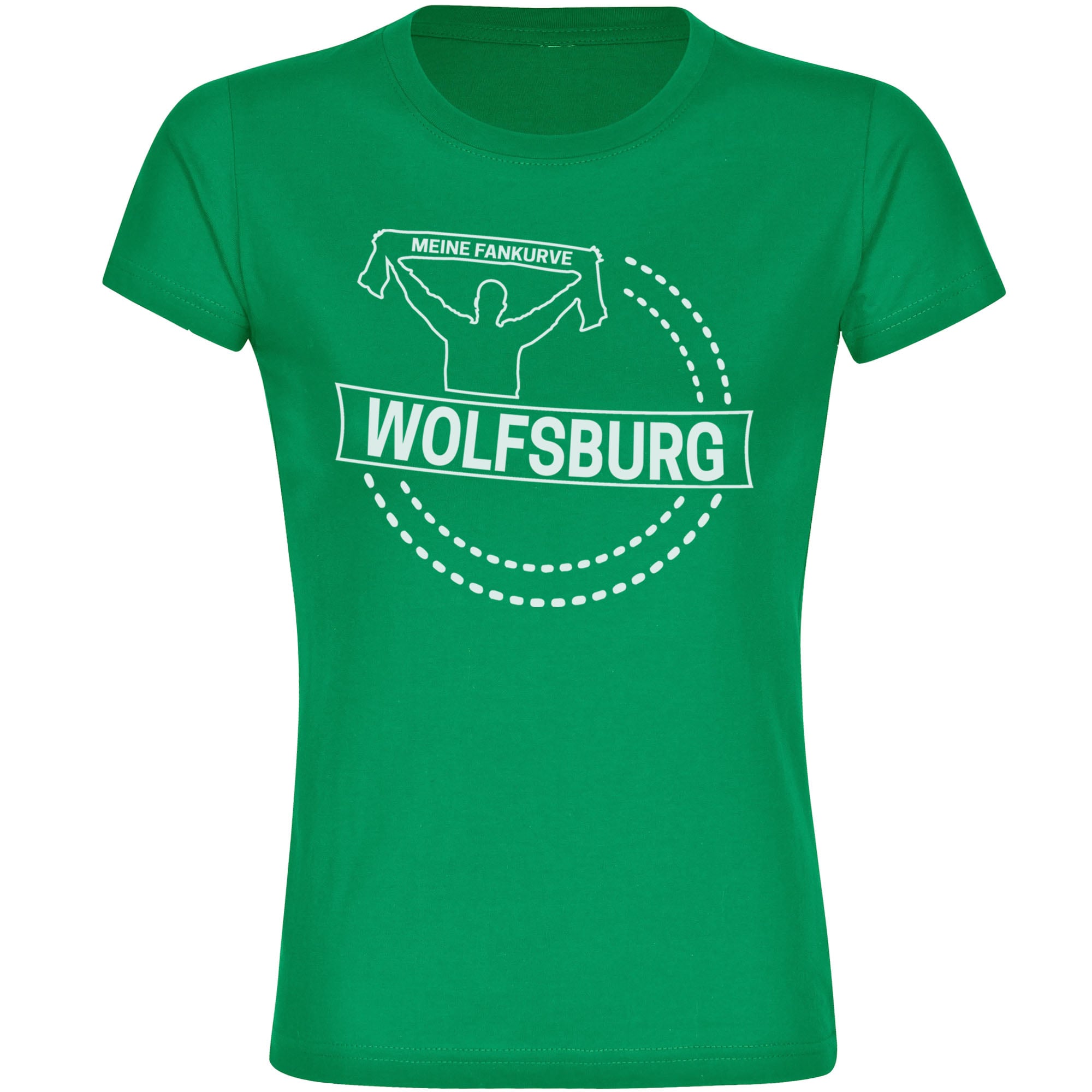 multifanshop Damen T-Shirt - Wolfsburg - Meine Fankurve - Druck wei&szlig; - Frauen - Bild 1
