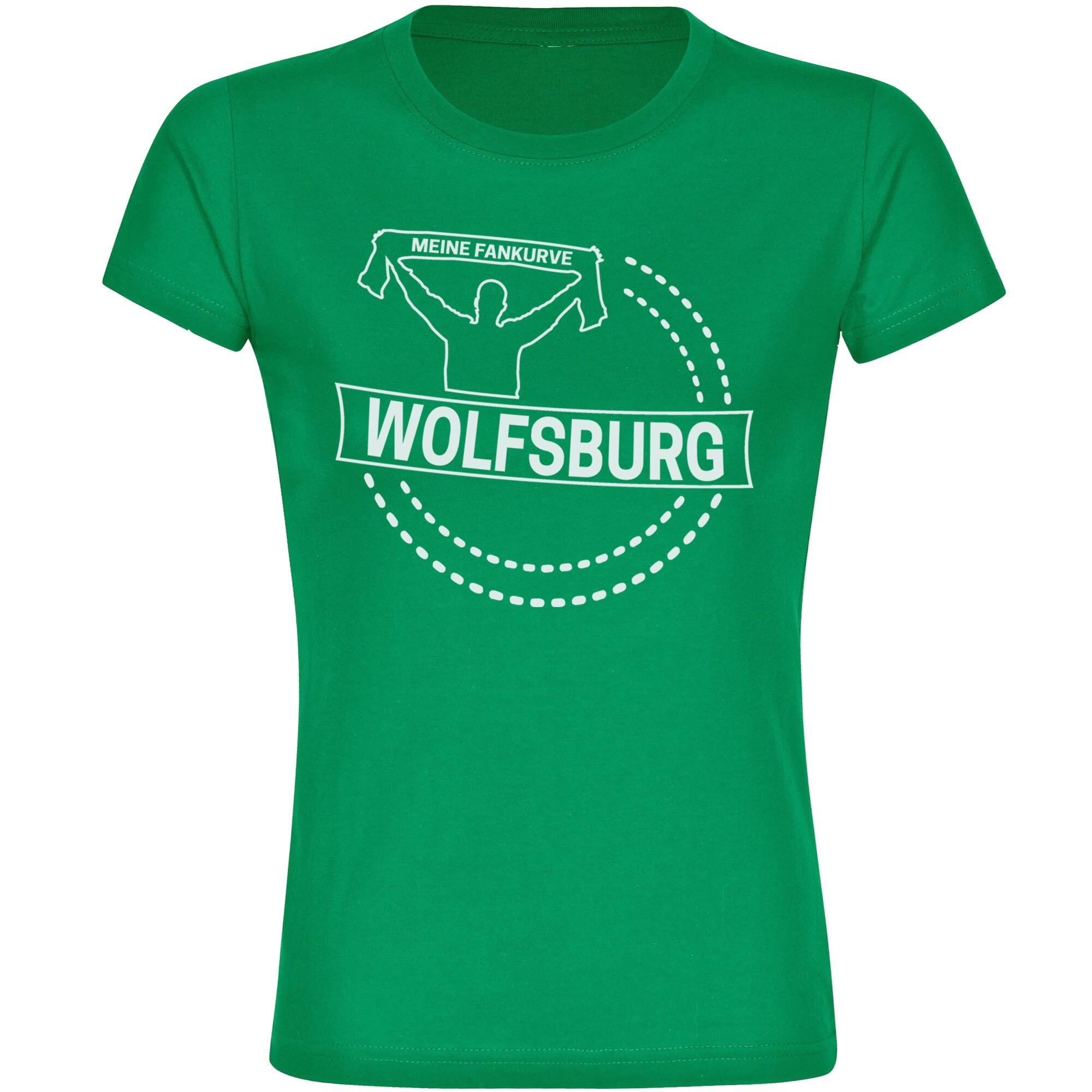 multifanshop Damen T-Shirt - Wolfsburg - Meine Fankurve - Druck wei&szlig; - Frauen - Bild 1
