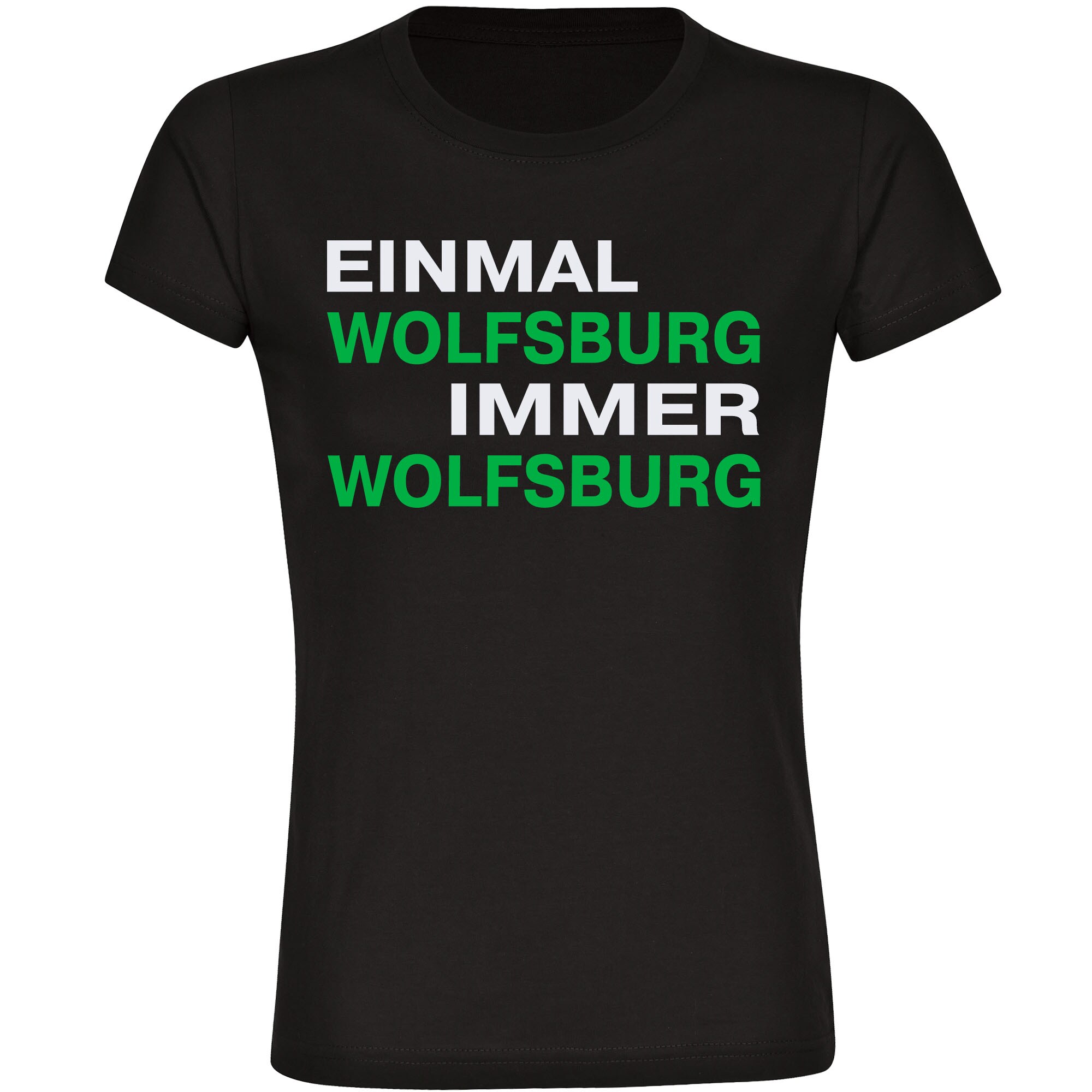 multifanshop Damen T-Shirt - Wolfsburg - Einmal Immer - Druck gr&uuml;n - Frauen - Bild 1