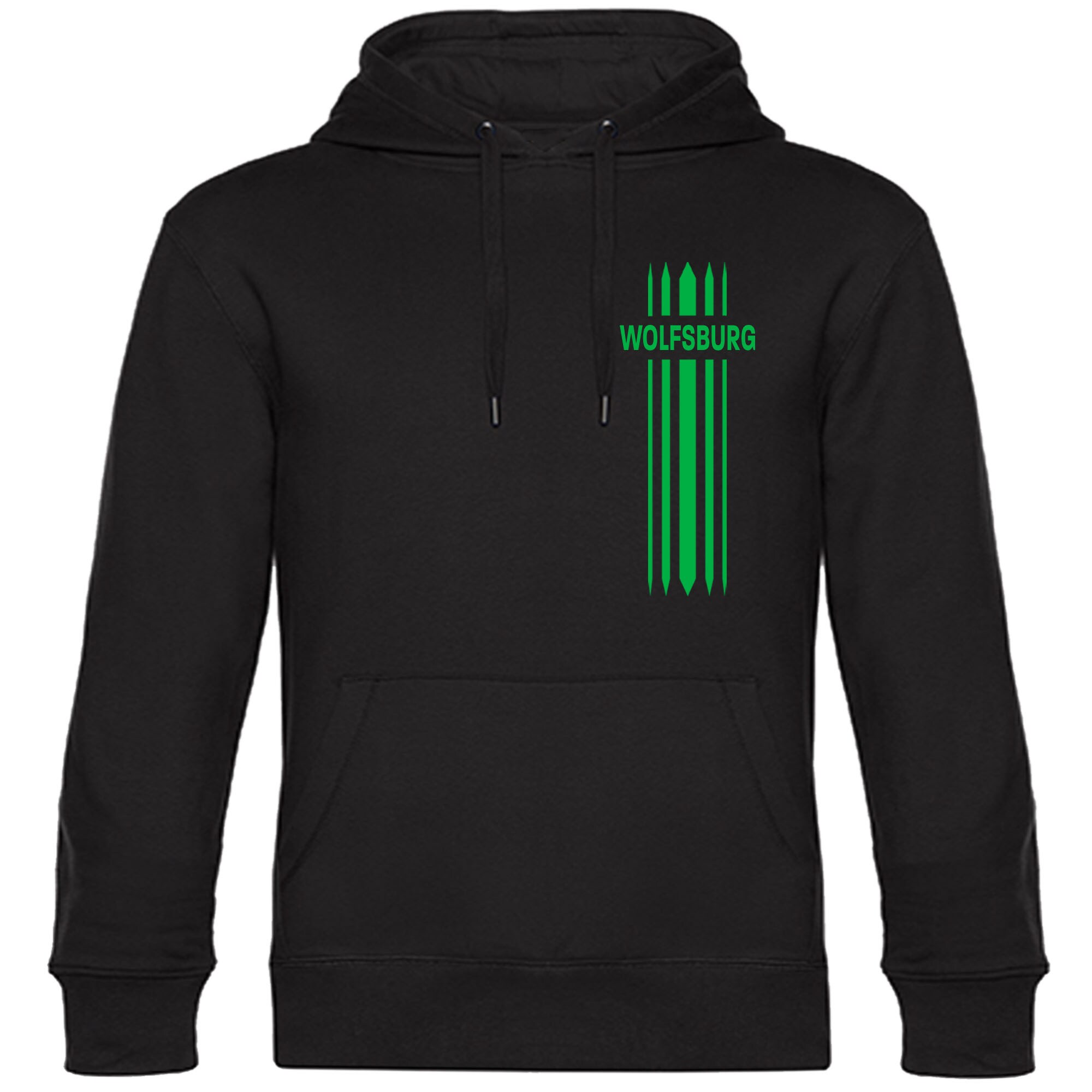 multifanshop Kapuzen Sweatshirt - Wolfsburg - Streifen - Druck gr&uuml;n - Hoodie - Bild 1
