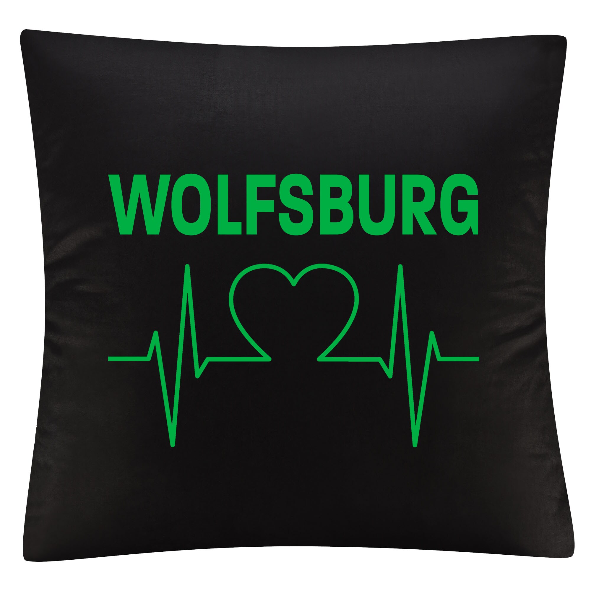 multifanshop Kissenbezug - Wolfsburg - Herzschlag - Druck gr&uuml;n - Kissen - Bild 1
