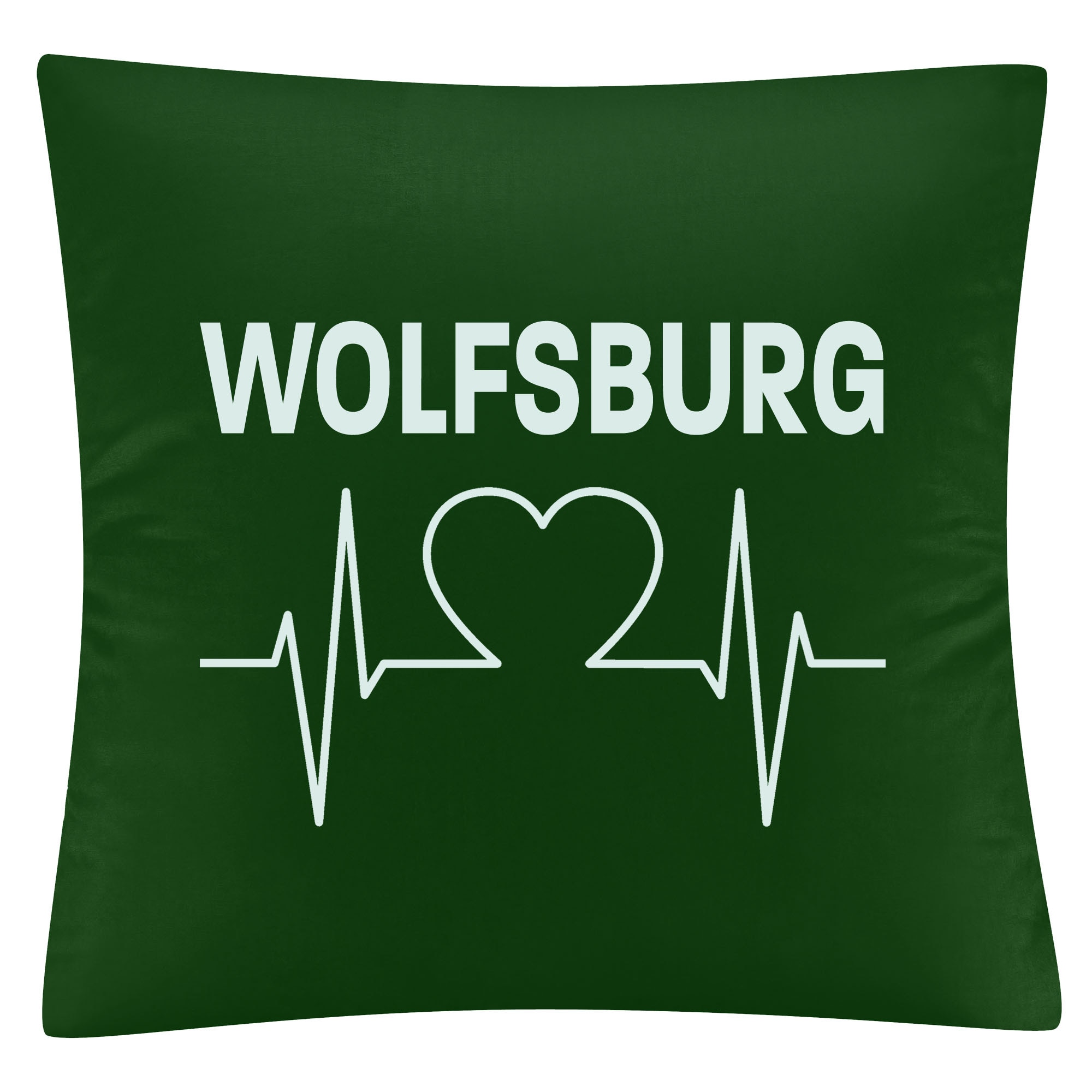 multifanshop Kissenbezug - Wolfsburg - Herzschlag - Druck wei&szlig; - Kissen - Bild 1