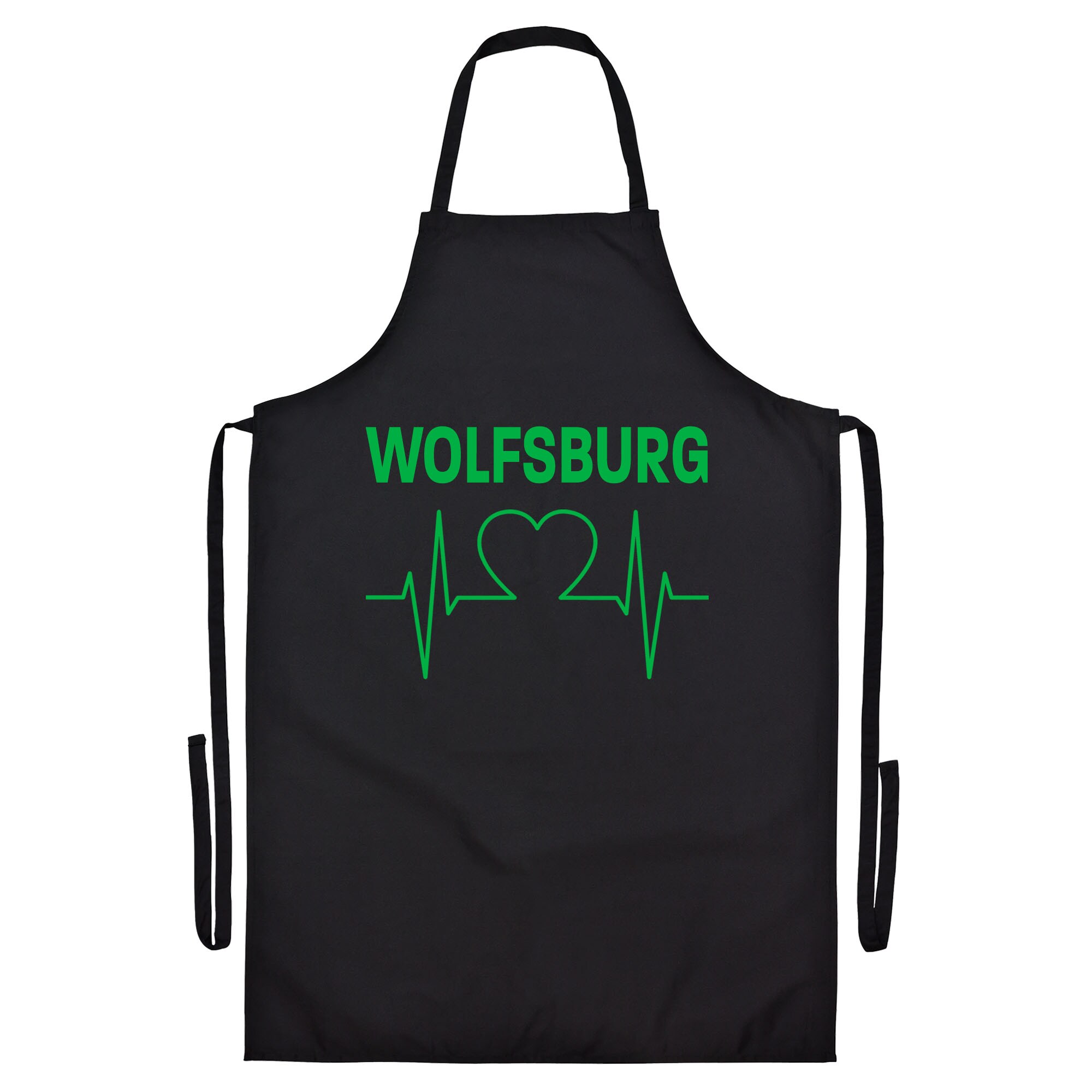 multifanshop Grillsch&uuml;rze - Wolfsburg - Herzschlag - Druck gr&uuml;n - Sch&uuml;rze - Bild 1