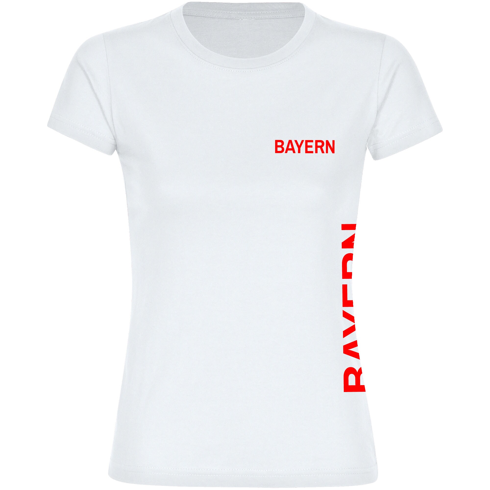 multifanshop Damen T-Shirt - Bayern - Brust & Seite - Druck rot - Frauen - Bild 1
