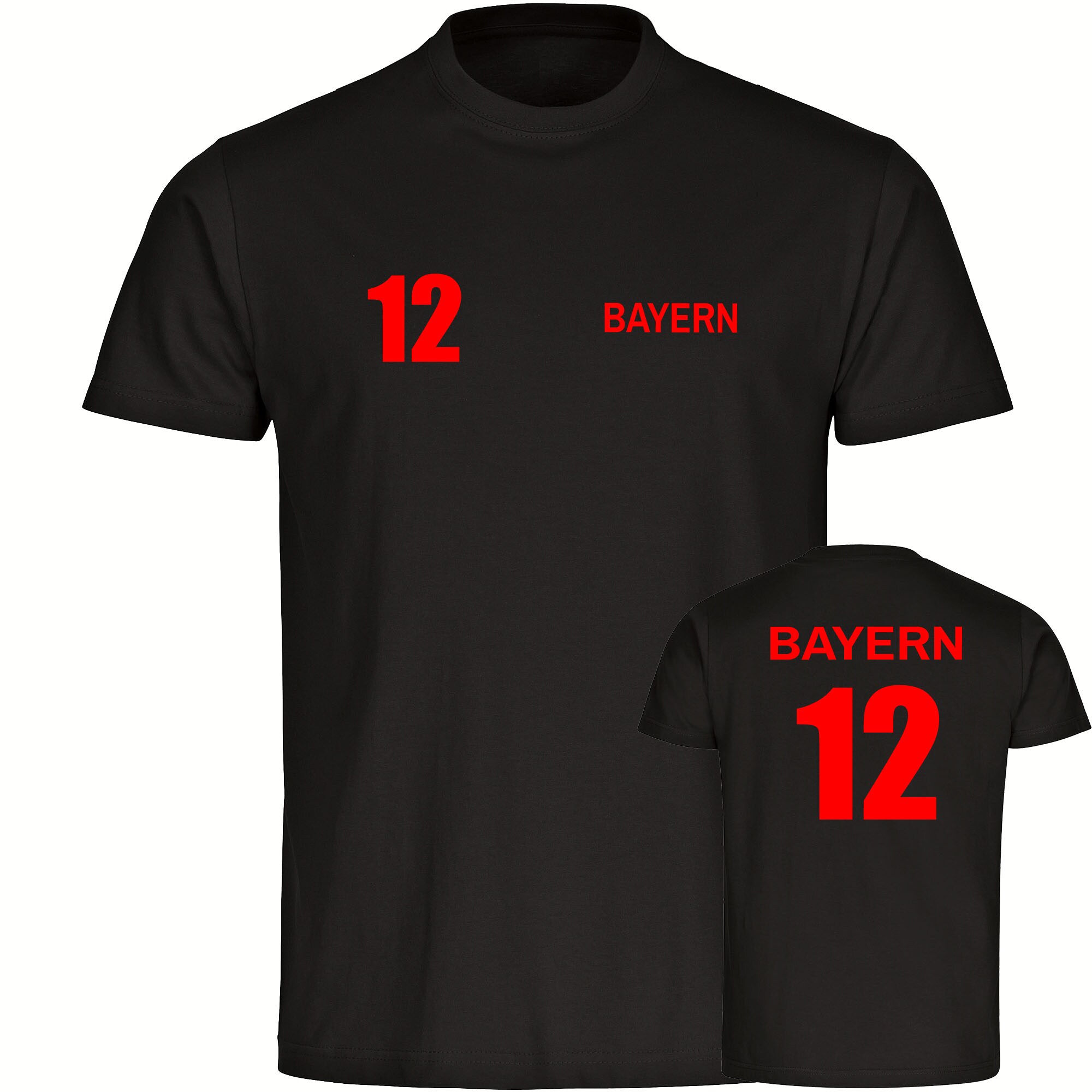 multifanshop Herren T-Shirt - Bayern - Trikot Nummer 12 - Druck rot - M&auml;nner - Bild 1