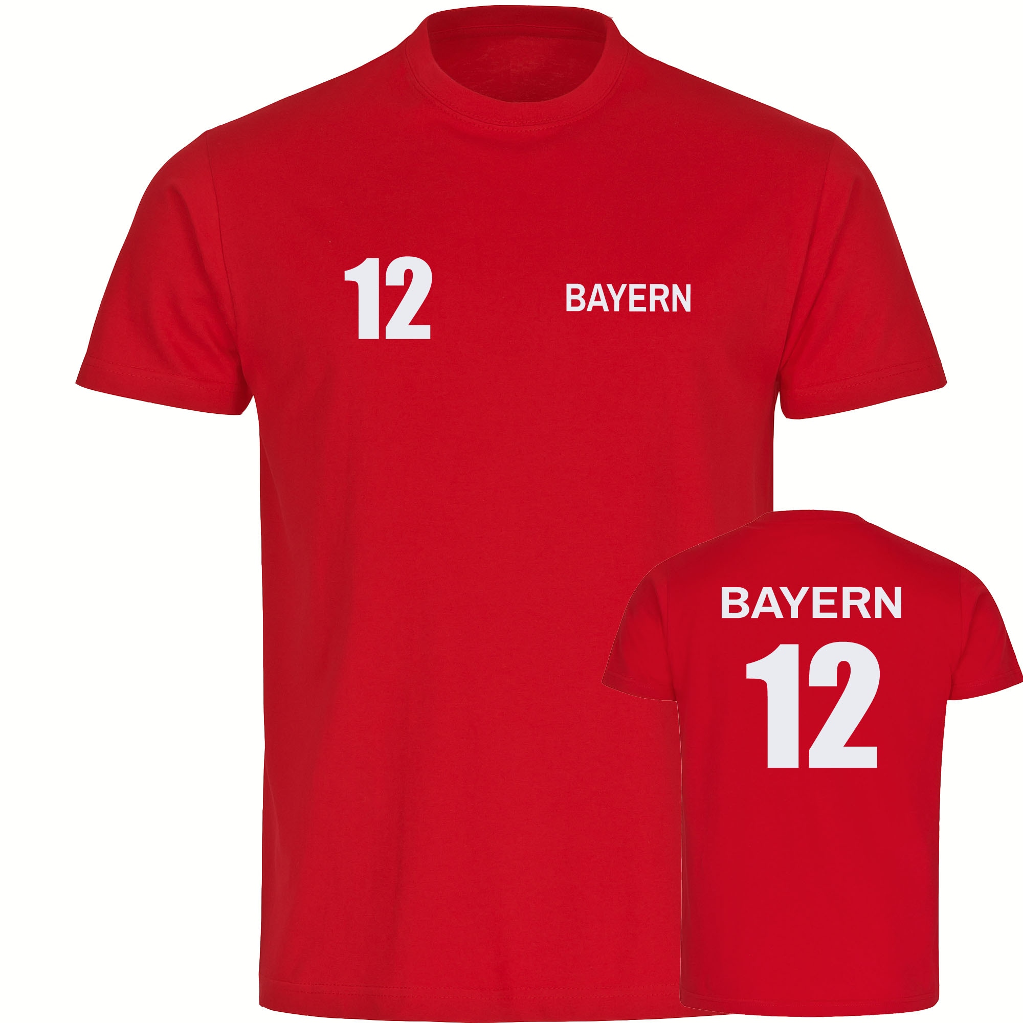 multifanshop Herren T-Shirt - Bayern - Trikot Nummer 12 - Druck wei&szlig; - M&auml;nner - Bild 1