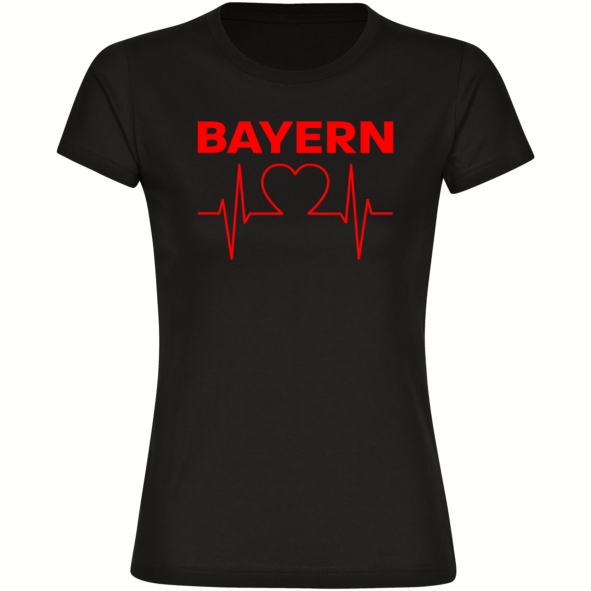 multifanshop Damen T-Shirt - Bayern - Herzschlag - Druck rot - Frauen - Bild 1