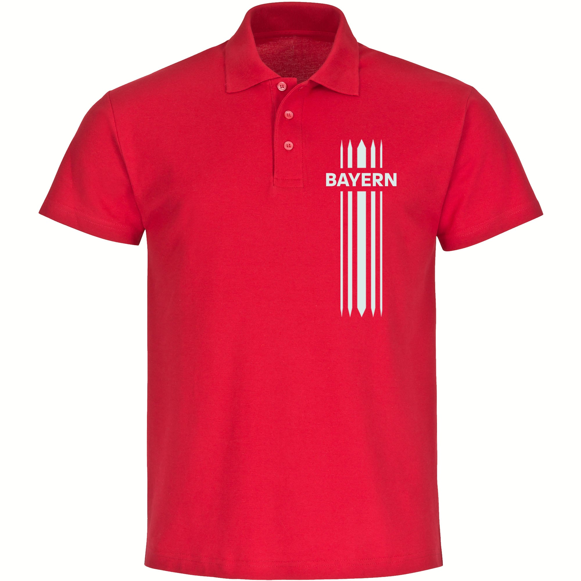 multifanshop Poloshirt - Bayern - Streifen - Druck wei&szlig; - Polo - Bild 1