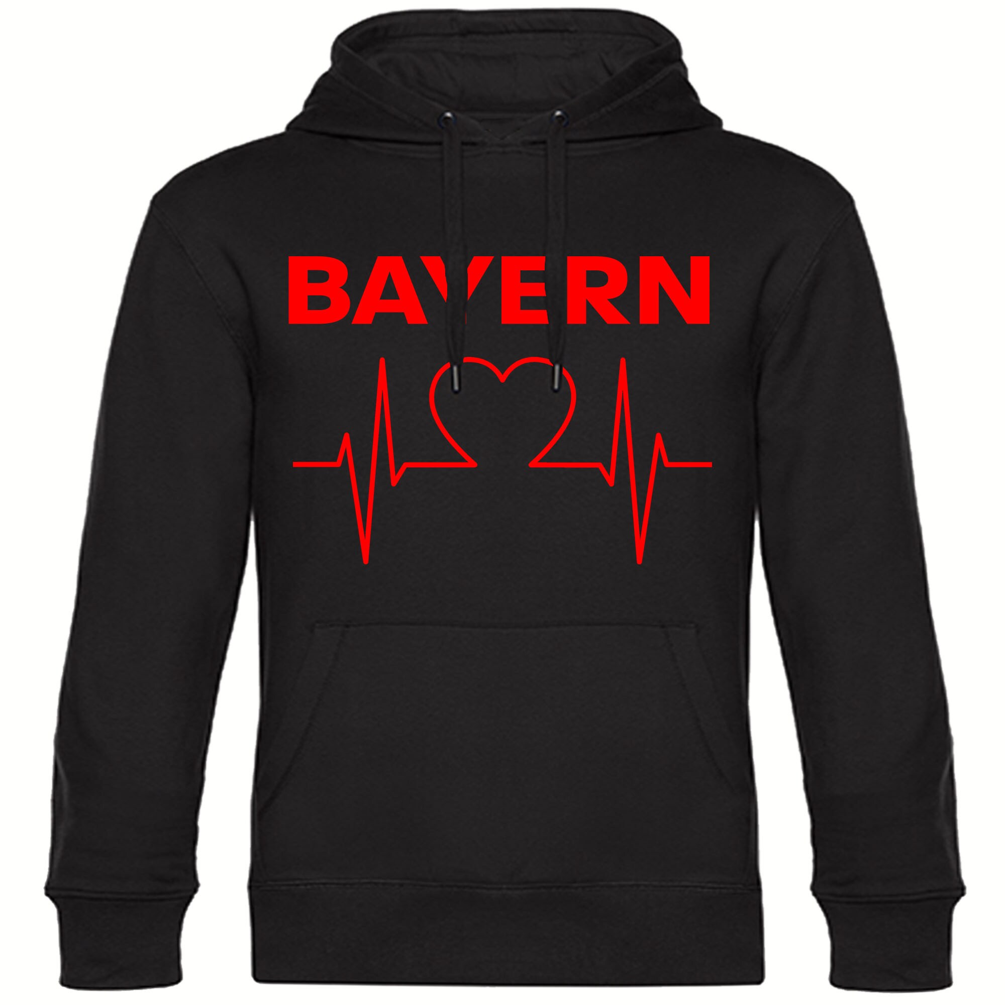 multifanshop Kapuzen Sweatshirt - Bayern - Herzschlag - Druck rot - Hoodie - Bild 1