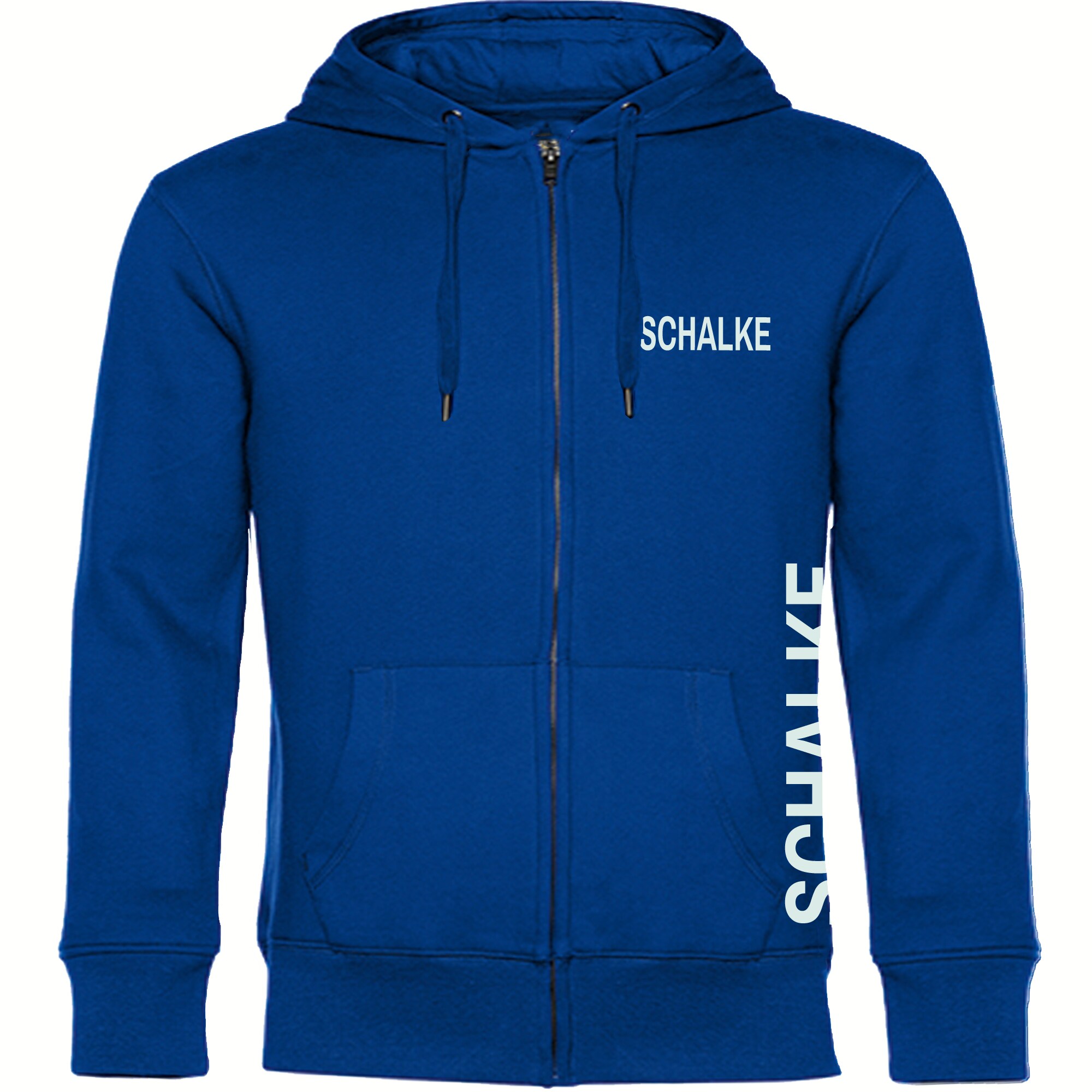 multifanshop Kapuzen Sweatshirt Jacke - Schalke - Brust & Seite - Druck wei&szlig; - Sweat - Bild 1
