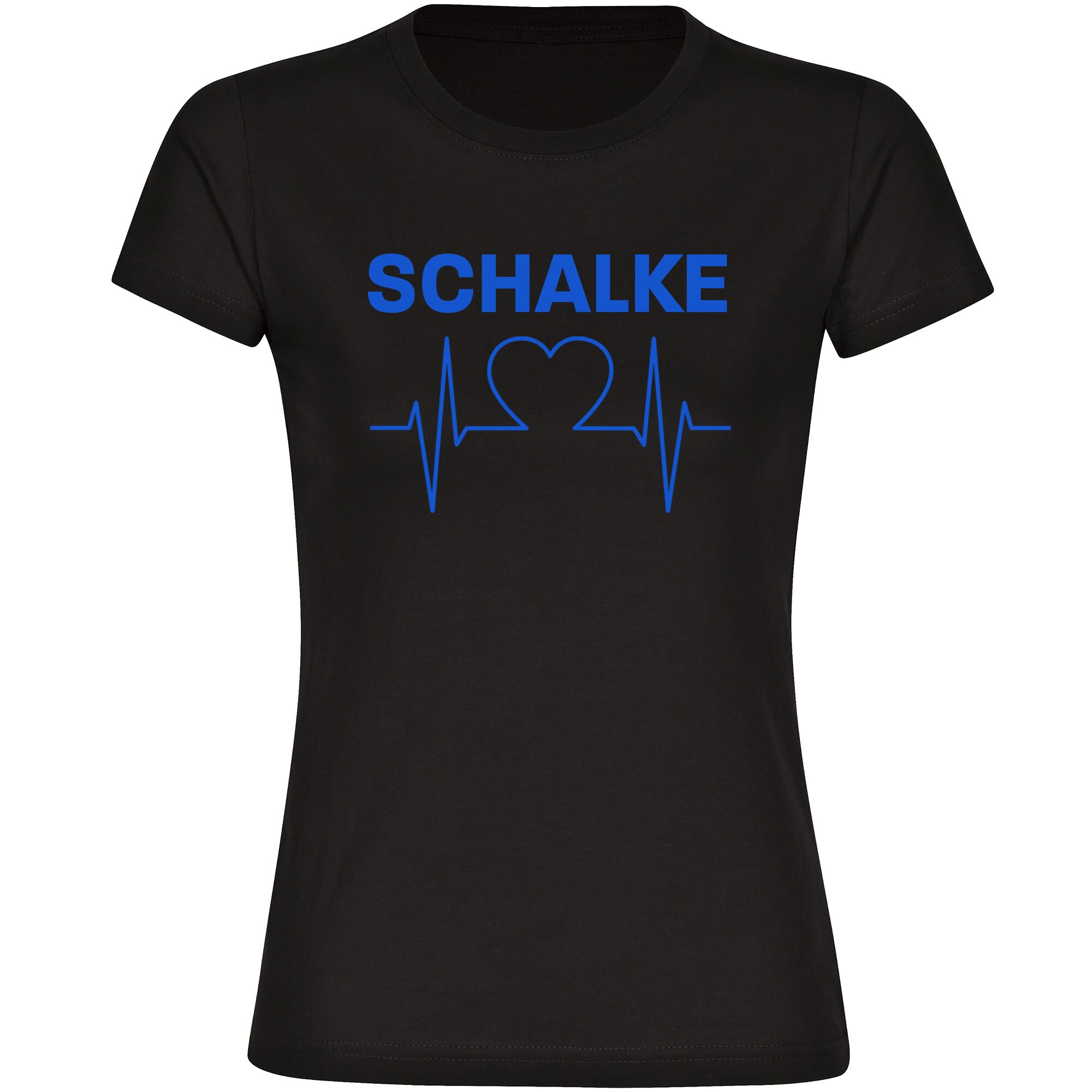 multifanshop Damen T-Shirt - Schalke - Herzschlag - Druck blau - Frauen - Bild 1