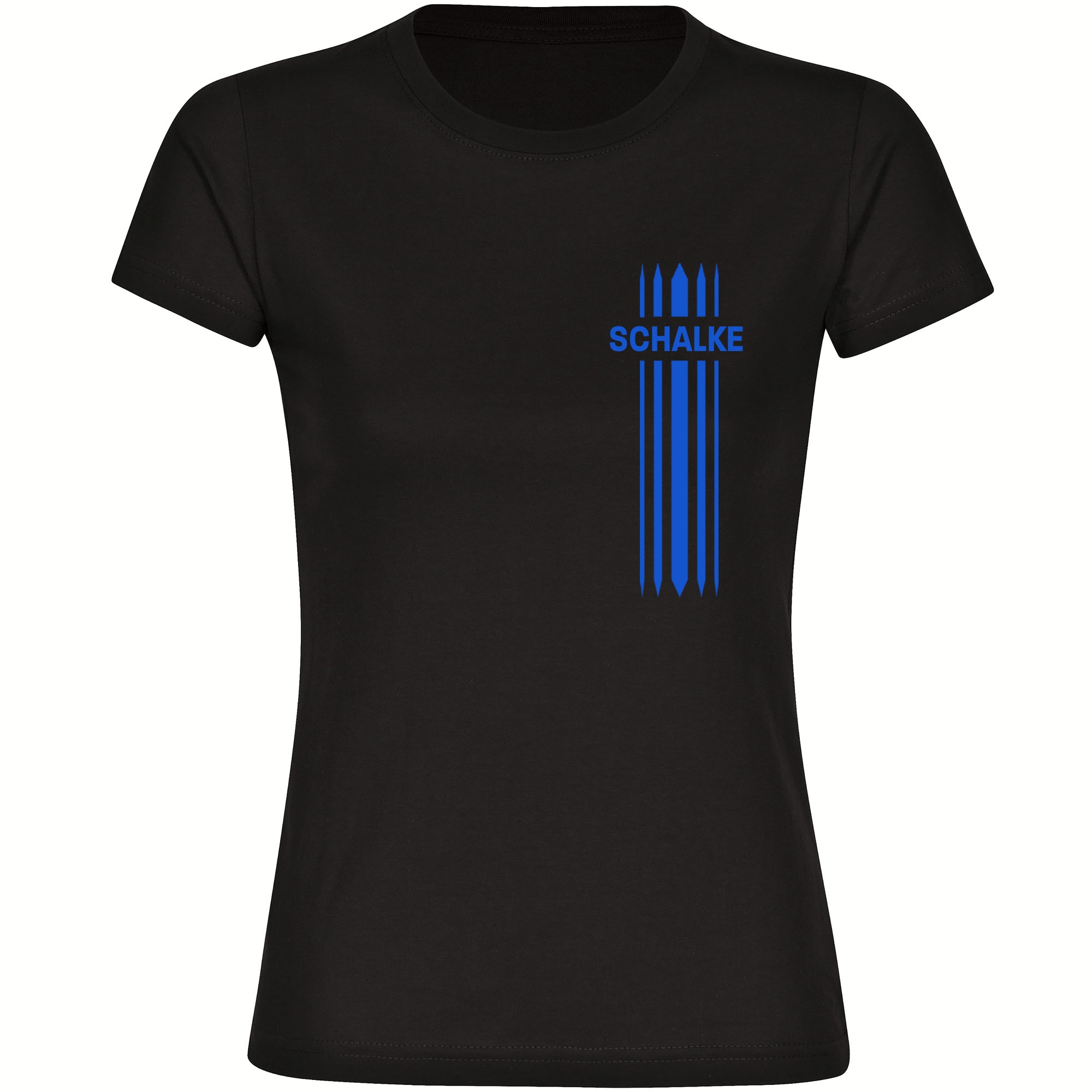 multifanshop Damen T-Shirt - Schalke - Streifen - Druck blau - Frauen - Bild 1