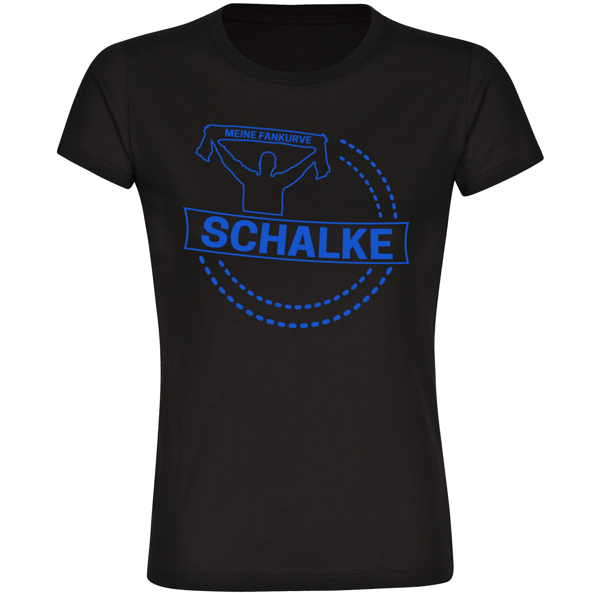 multifanshop Damen T-Shirt - Schalke - Meine Fankurve - Druck blau - Frauen - Bild 1