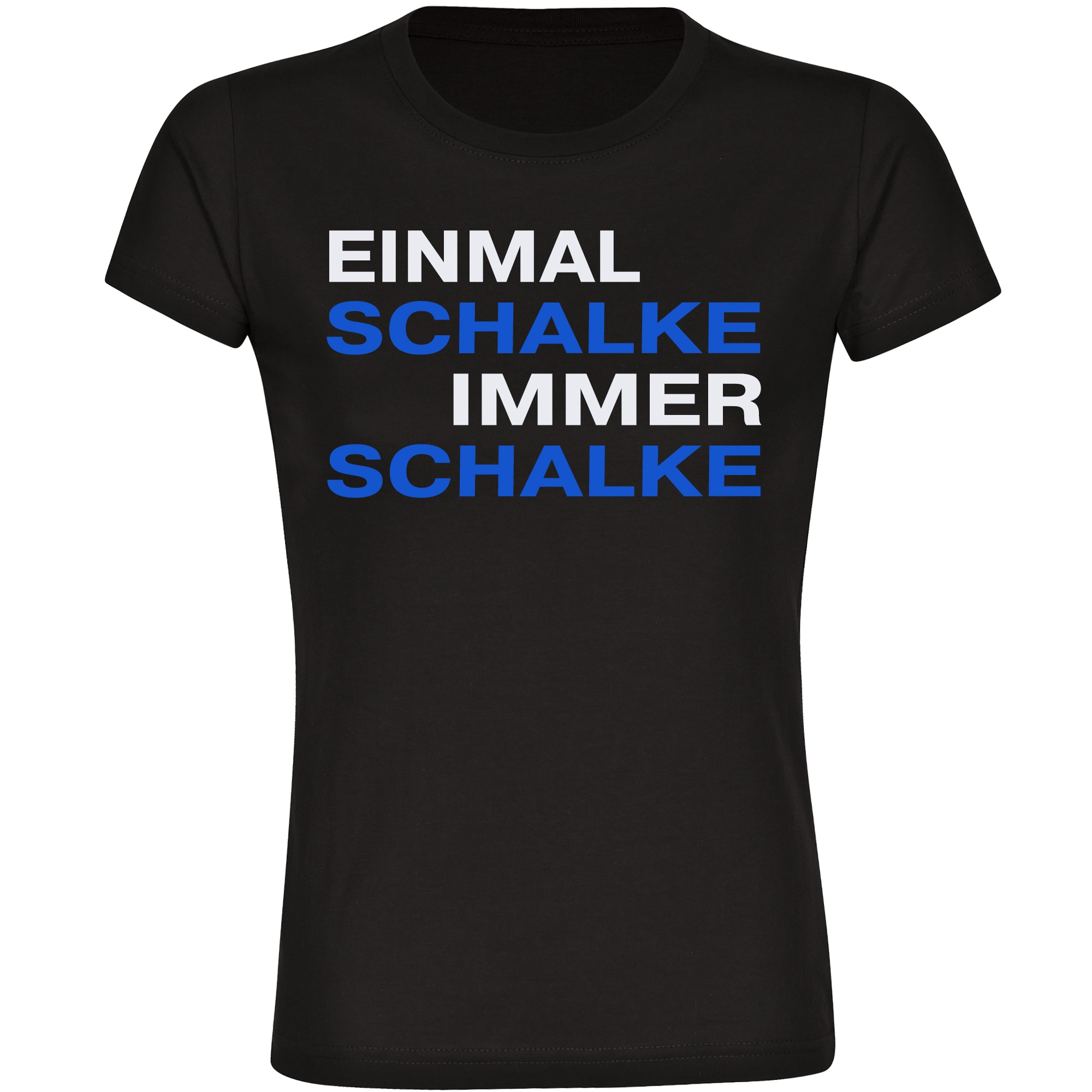 multifanshop Damen T-Shirt - Schalke - Einmal Immer - Druck blau - Frauen - Bild 1