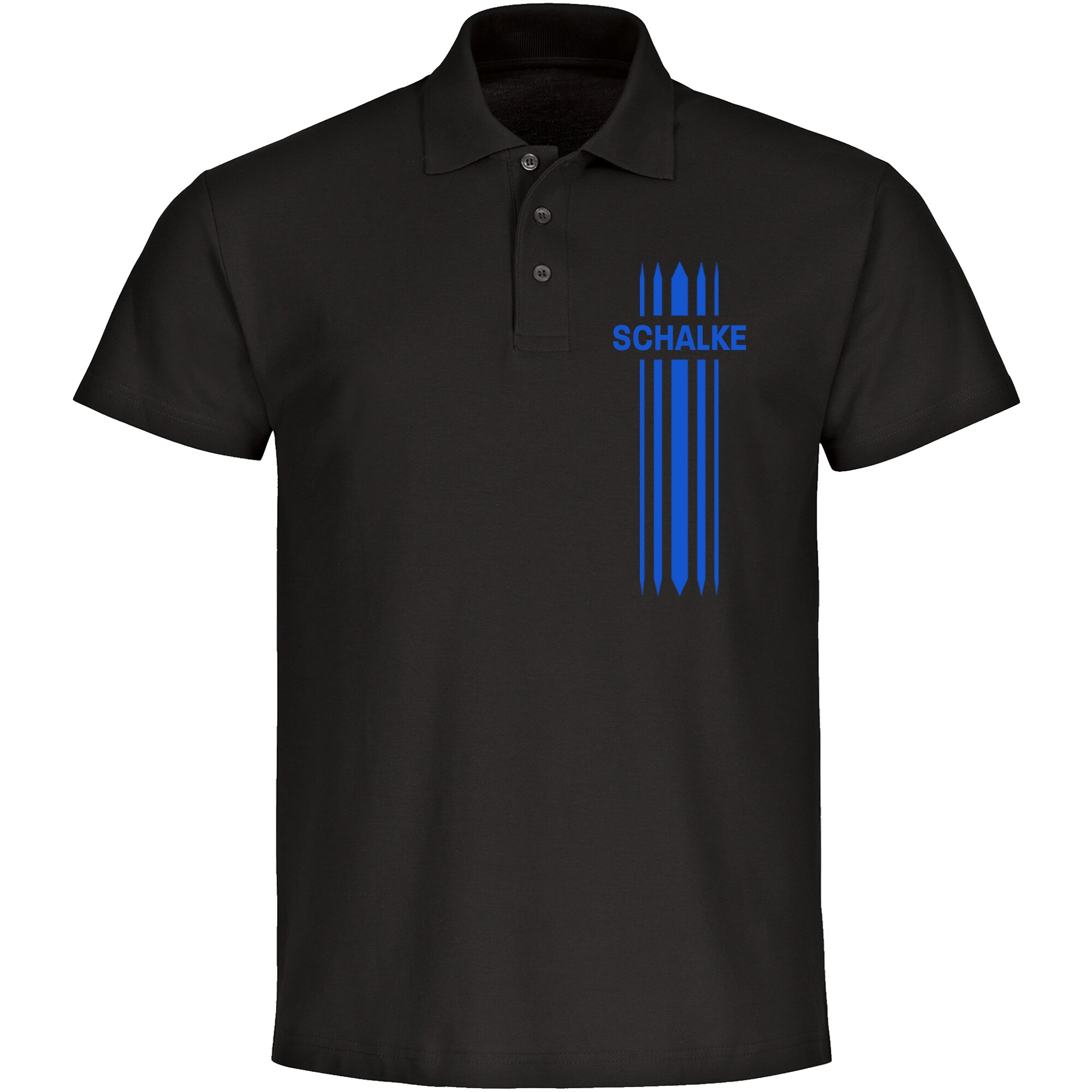 multifanshop Poloshirt - Schalke - Streifen - Druck blau - Polo - Bild 1