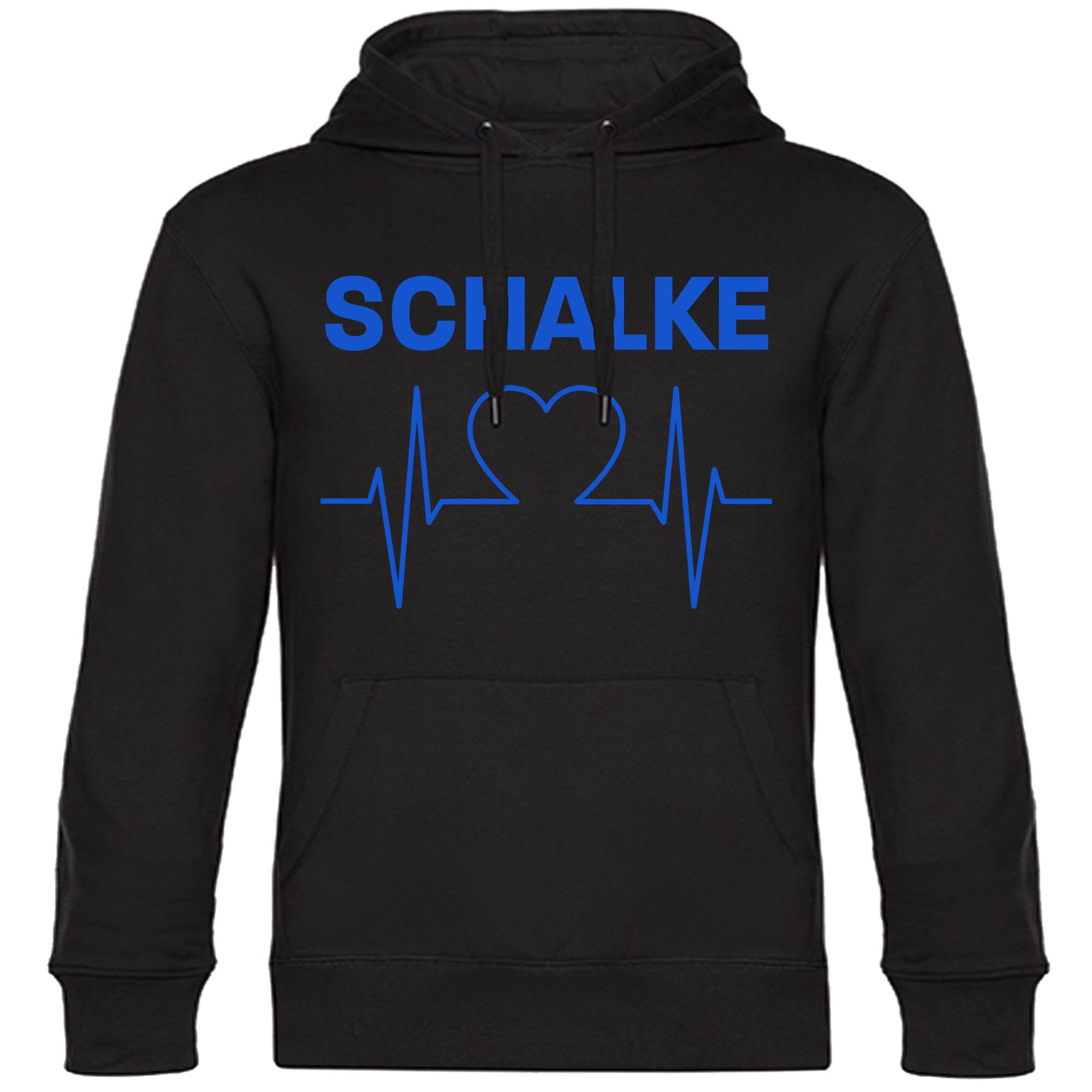 multifanshop Kapuzen Sweatshirt - Schalke - Herzschlag - Druck blau - Hoodie - Bild 1