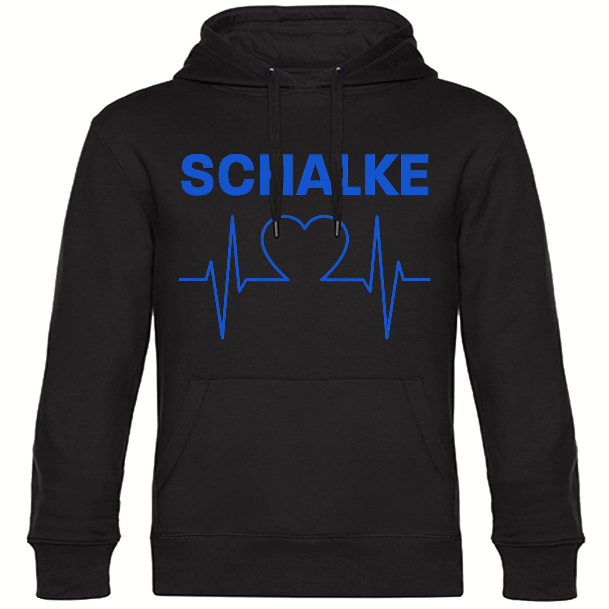 multifanshop Kapuzen Sweatshirt - Schalke - Herzschlag - Druck blau - Hoodie - Bild 1