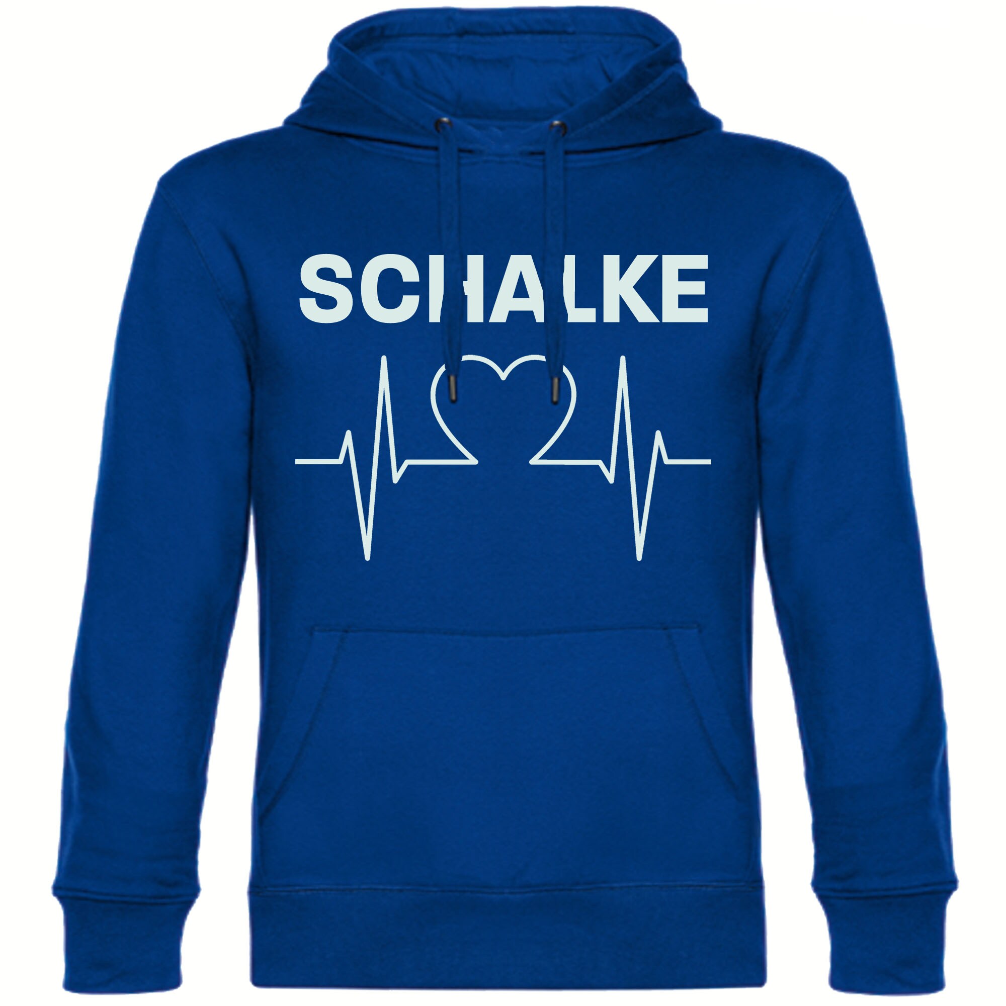 multifanshop Kapuzen Sweatshirt - Schalke - Herzschlag - Druck wei&szlig; - Hoodie - Bild 1