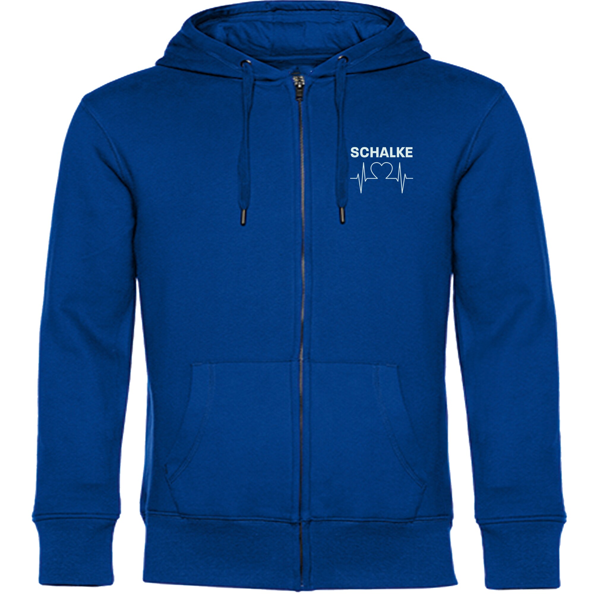 multifanshop Kapuzen Sweatshirt Jacke - Schalke - Herzschlag - Druck wei&szlig; - Sweat 