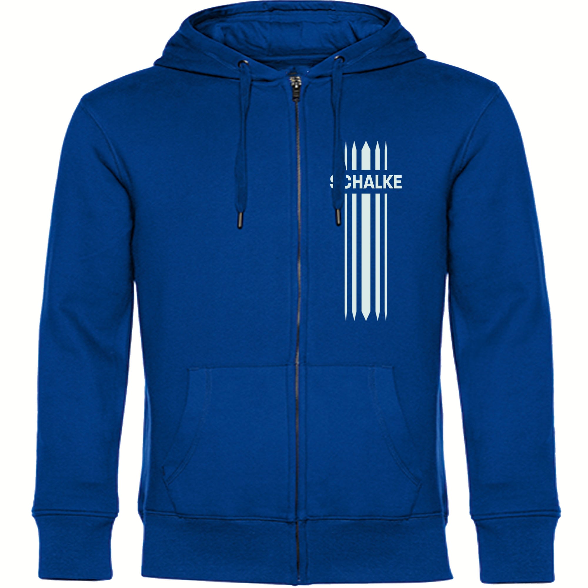 multifanshop Kapuzen Sweatshirt Jacke - Schalke - Streifen - Druck wei&szlig; - Sweat - Bild 1