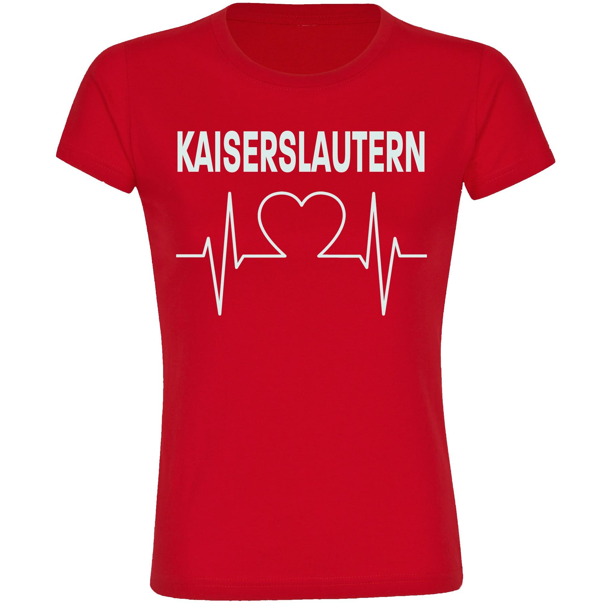 multifanshop Damen T-Shirt - Kaiserslautern - Herzschlag - Druck wei&szlig; - Frauen - Bild 1