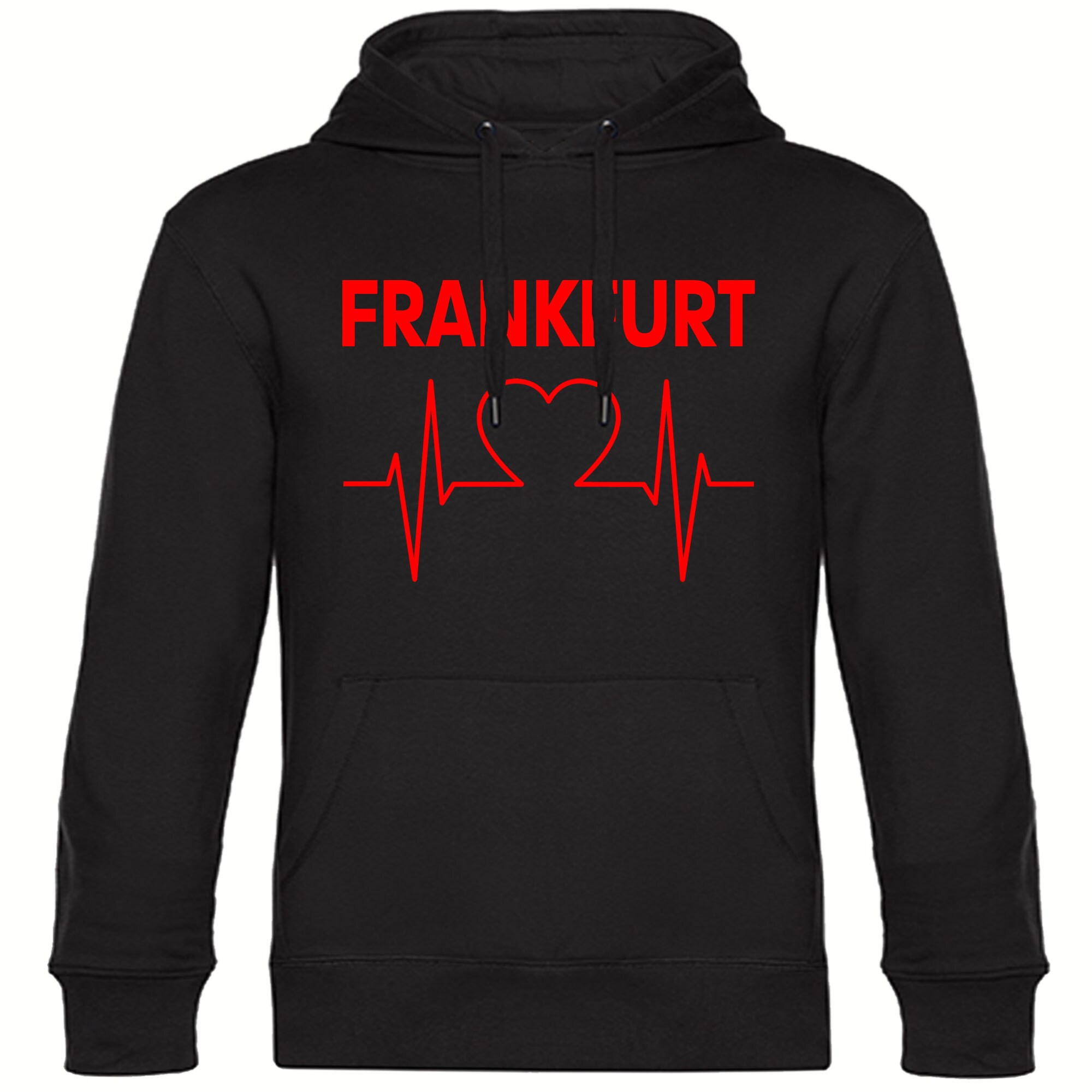 multifanshop Kapuzen Sweatshirt - Frankfurt - Herzschlag - Druck rot - Hoodie - Bild 1