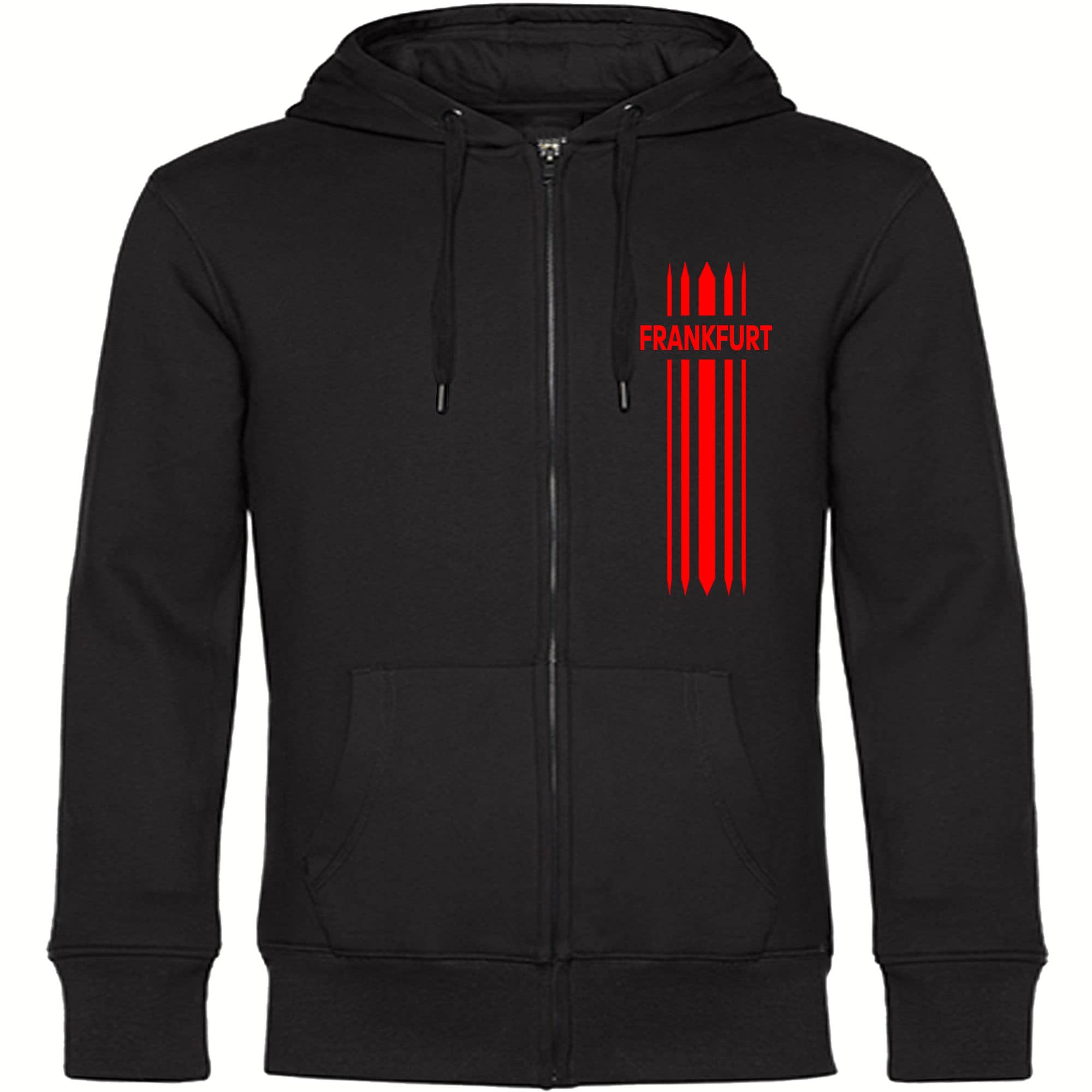 multifanshop Kapuzen Sweatshirt Jacke - Frankfurt - Streifen - Druck rot - Sweat - Bild 1