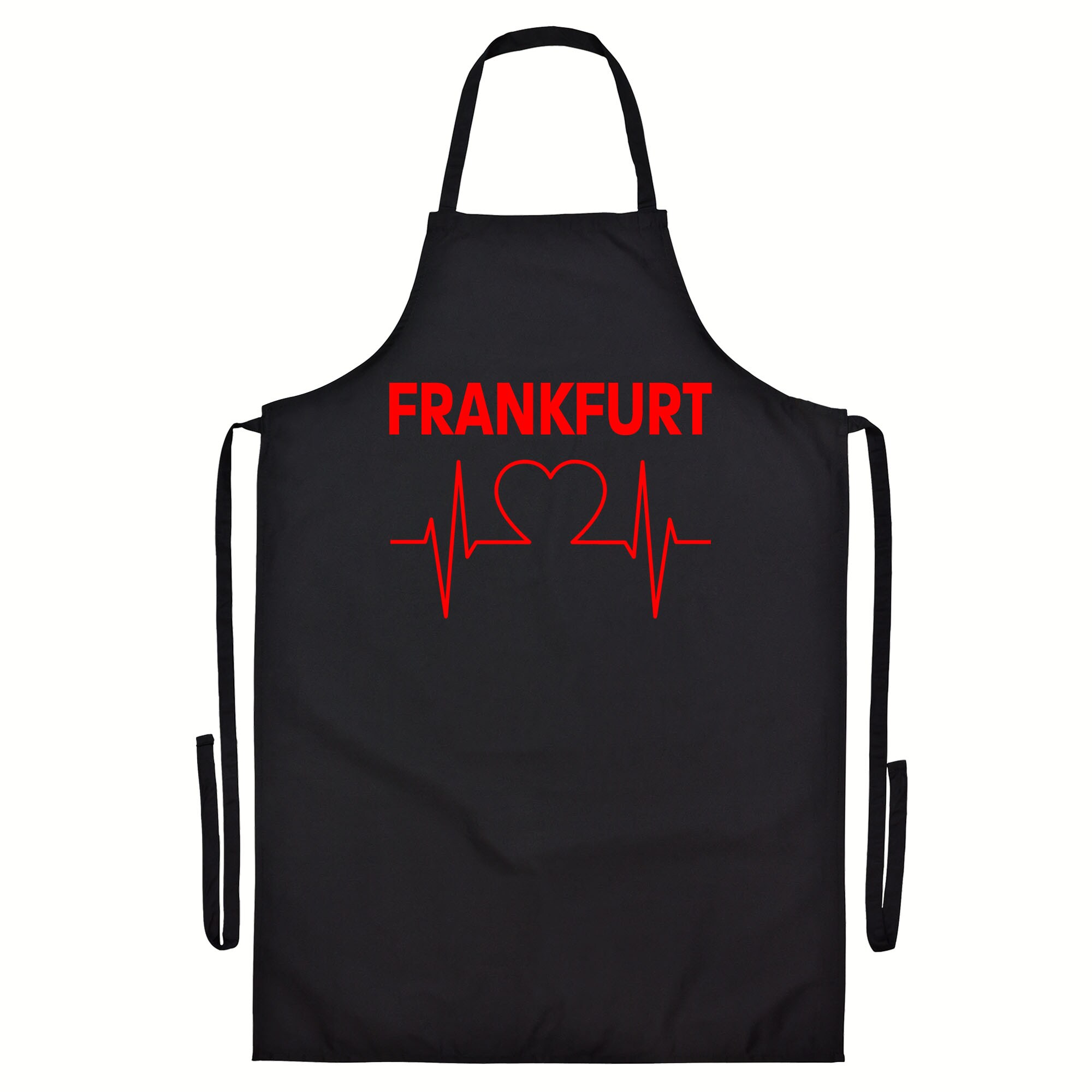 multifanshop Grillsch&uuml;rze - Frankfurt - Herzschlag - Druck rot - Sch&uuml;rze - Bild 1