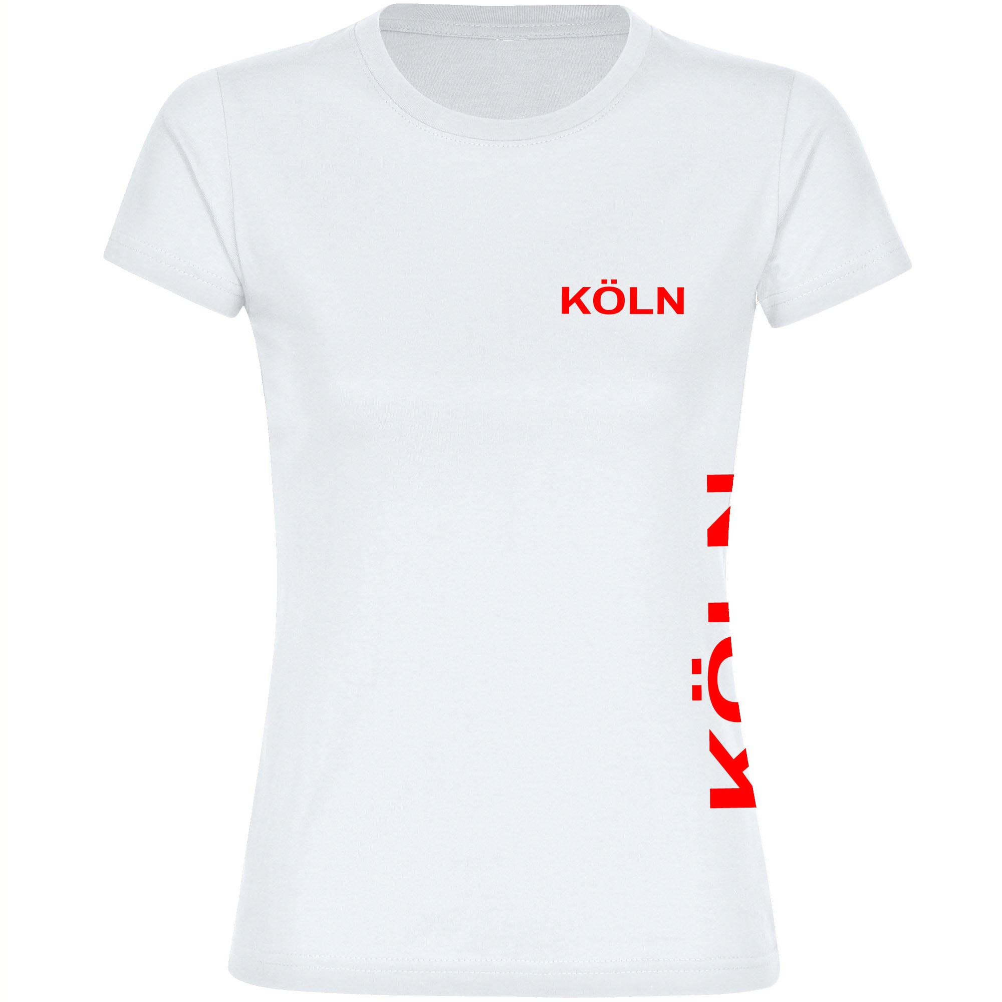 multifanshop Damen T-Shirt - K&ouml;ln - Brust & Seite - Druck rot - Frauen - Bild 1