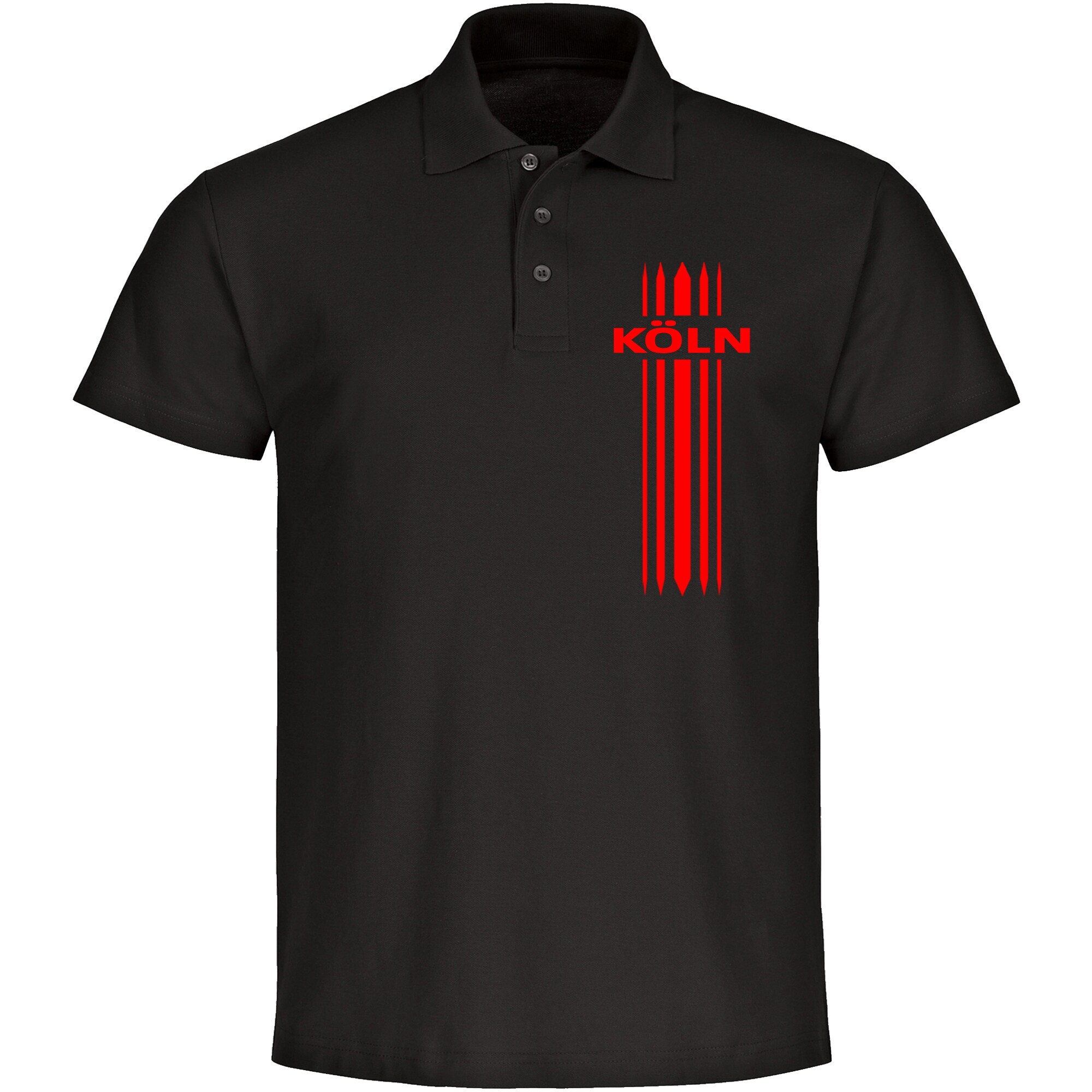 multifanshop Poloshirt - K&ouml;ln - Streifen - Druck rot - Polo - Bild 1