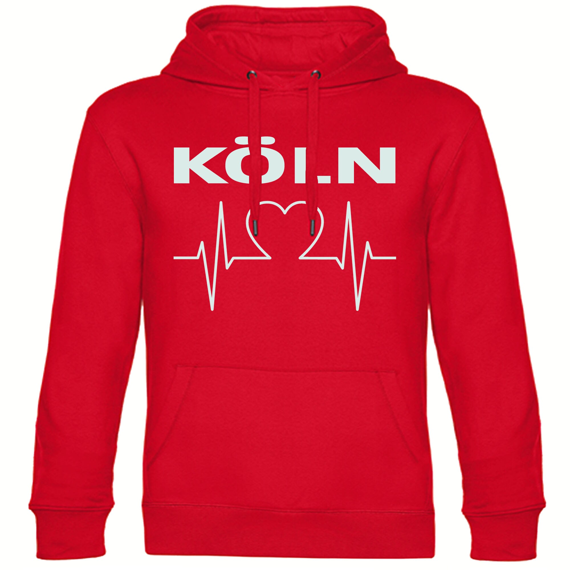 multifanshop Kapuzen Sweatshirt - K&ouml;ln - Herzschlag - Druck wei&szlig; - Hoodie - Bild 1