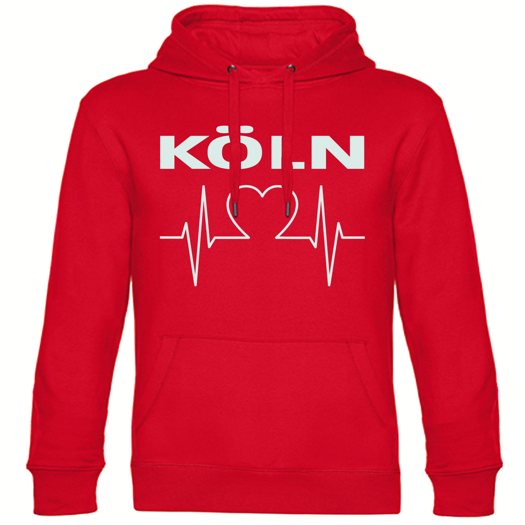 multifanshop Kapuzen Sweatshirt - K&ouml;ln - Herzschlag - Druck wei&szlig; - Hoodie - Bild 1