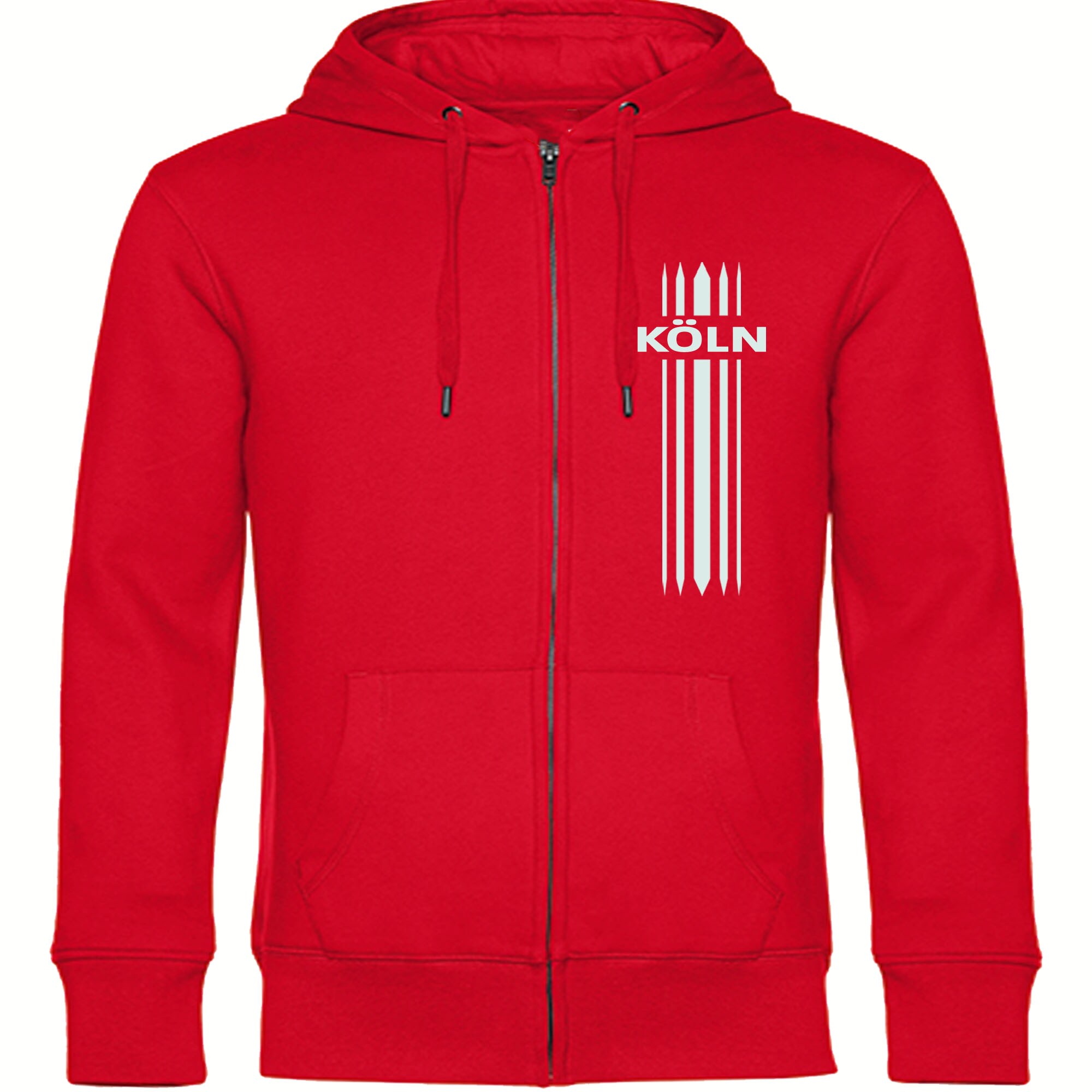 multifanshop Kapuzen Sweatshirt Jacke - K&ouml;ln - Streifen - Druck wei&szlig; - Sweat - Bild 1