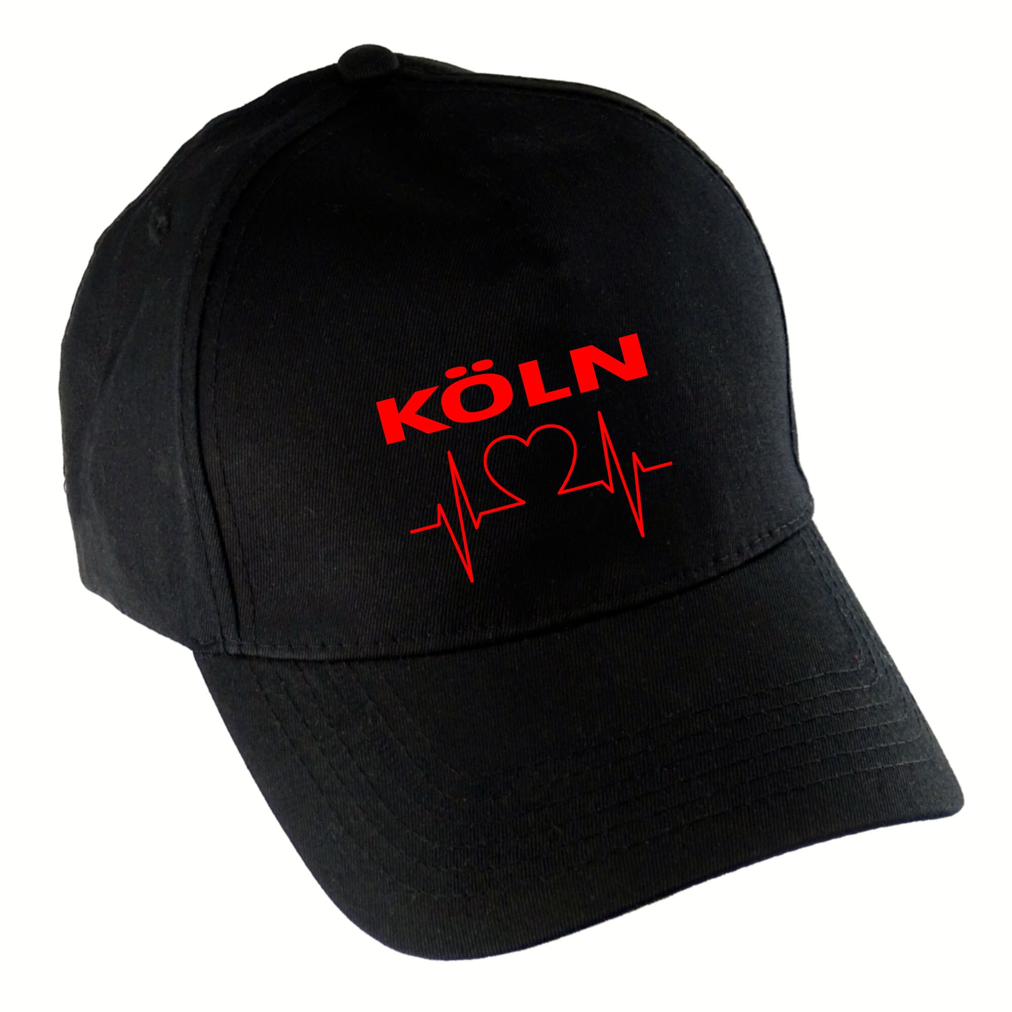 multifanshop Baseballcap - K&ouml;ln - Herzschlag - Druck rot - M&uuml;tze - Bild 1