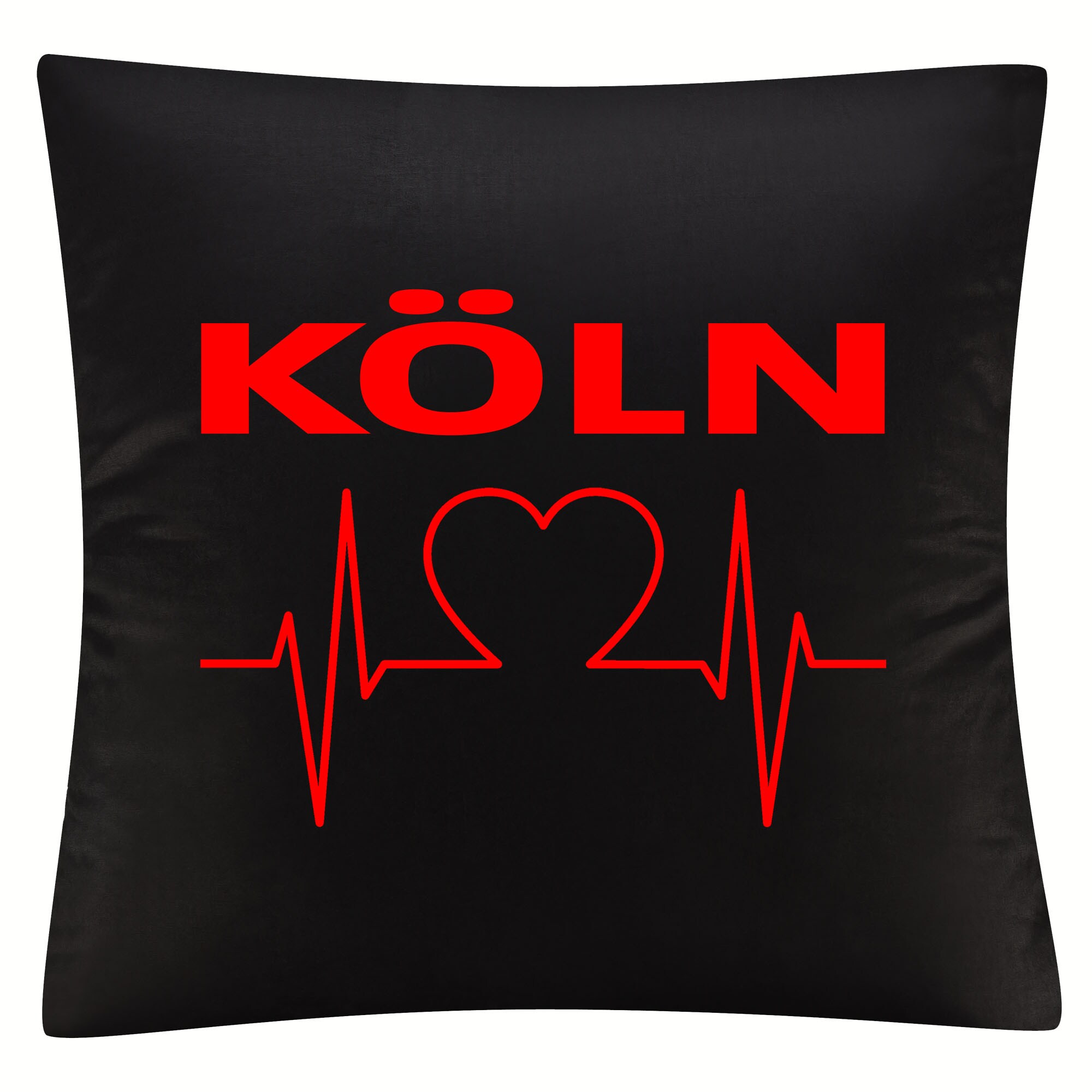 multifanshop Kissenbezug - K&ouml;ln - Herzschlag - Druck rot - Kissen - Bild 1