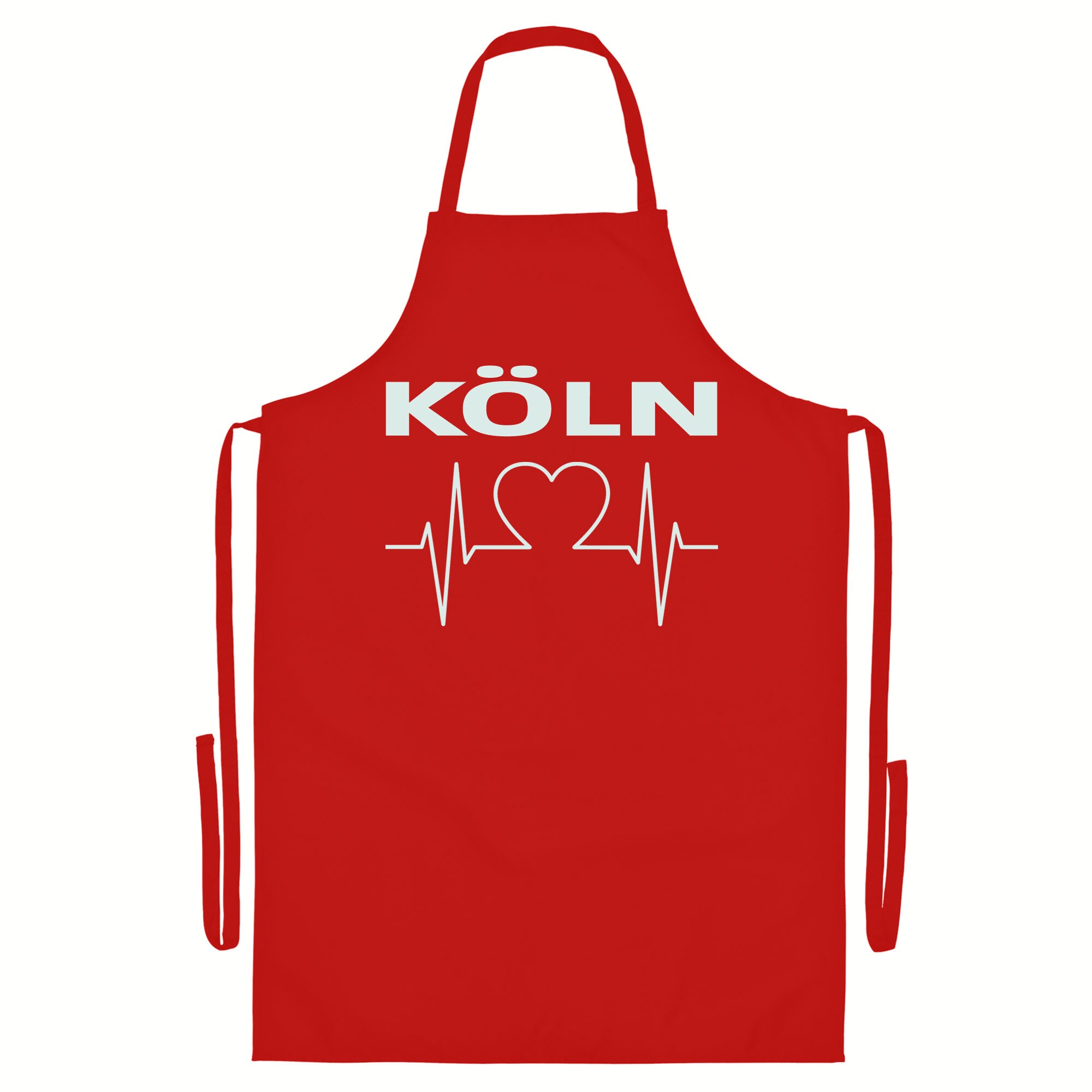 multifanshop Grillsch&uuml;rze - K&ouml;ln - Herzschlag - Druck wei&szlig; - Sch&uuml;rze - Bild 1