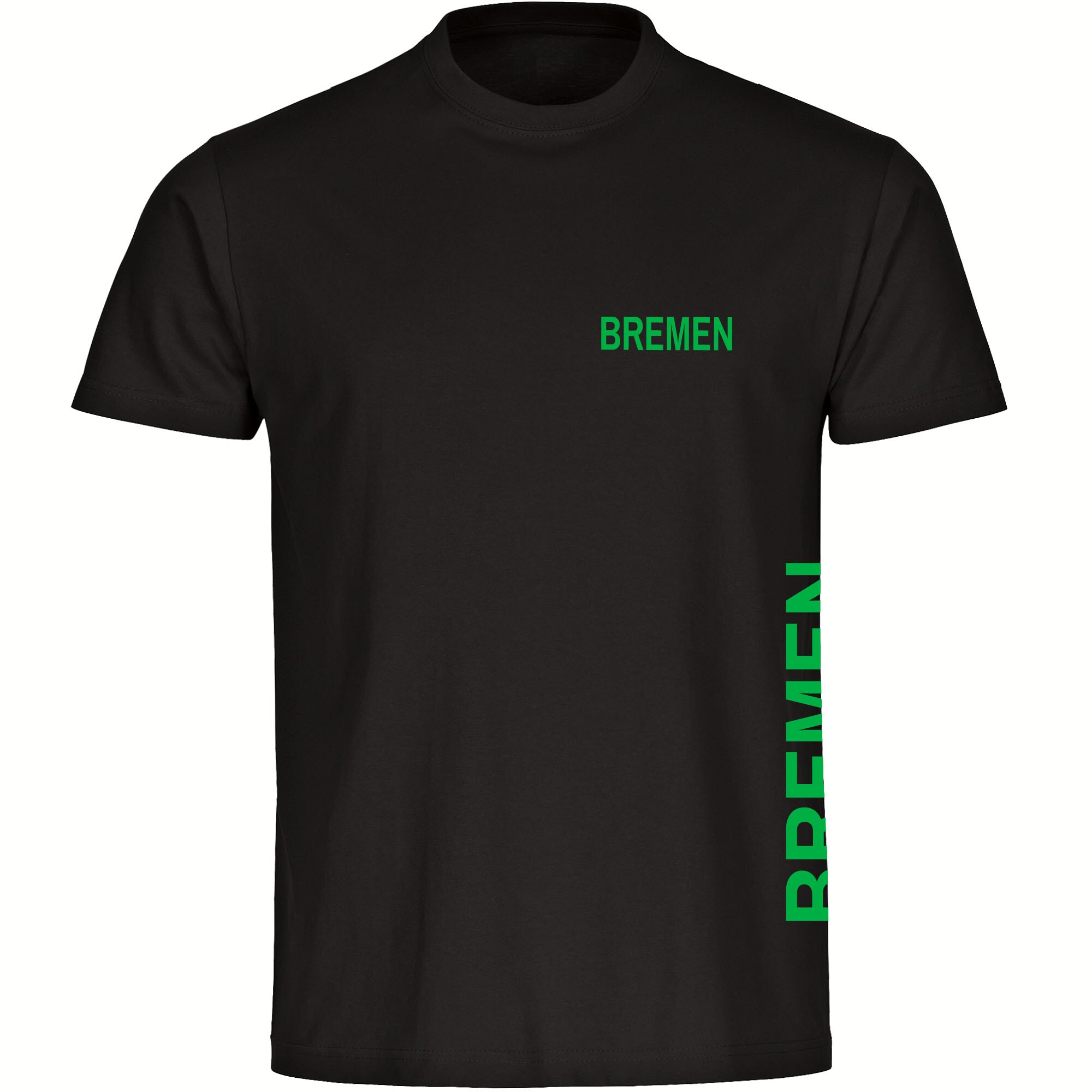 multifanshop Herren T-Shirt - Bremen - Brust & Seite - Druck gr&uuml;n - M&auml;nner 