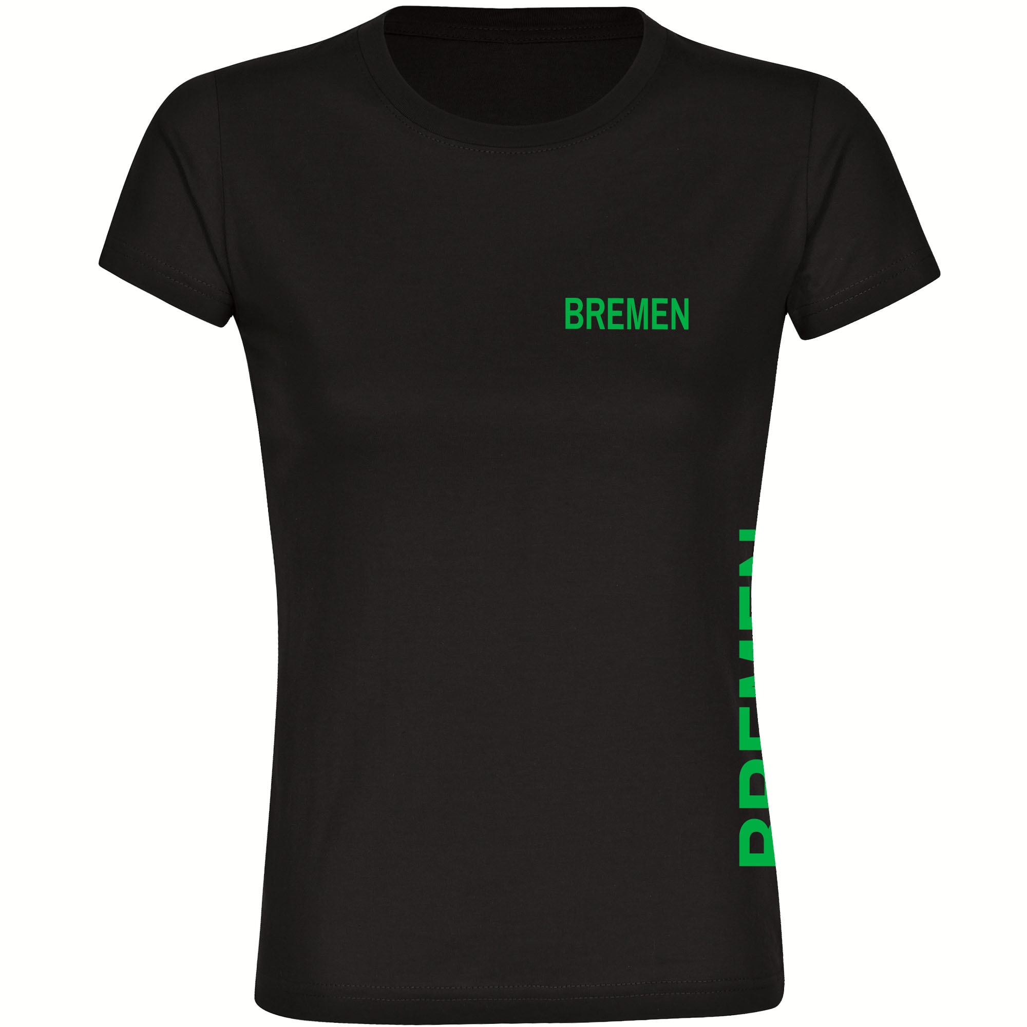 multifanshop Damen T-Shirt - Bremen - Brust & Seite - Druck gr&uuml;n - Frauen - Bild 1