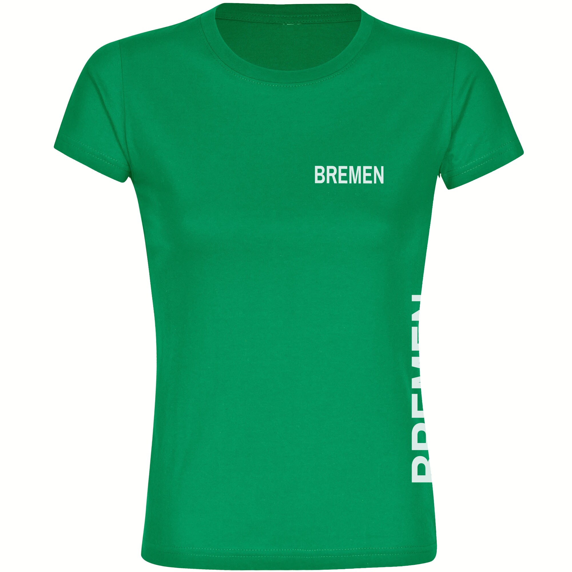 multifanshop Damen T-Shirt - Bremen - Brust & Seite - Druck wei&szlig; - Frauen - Bild 1