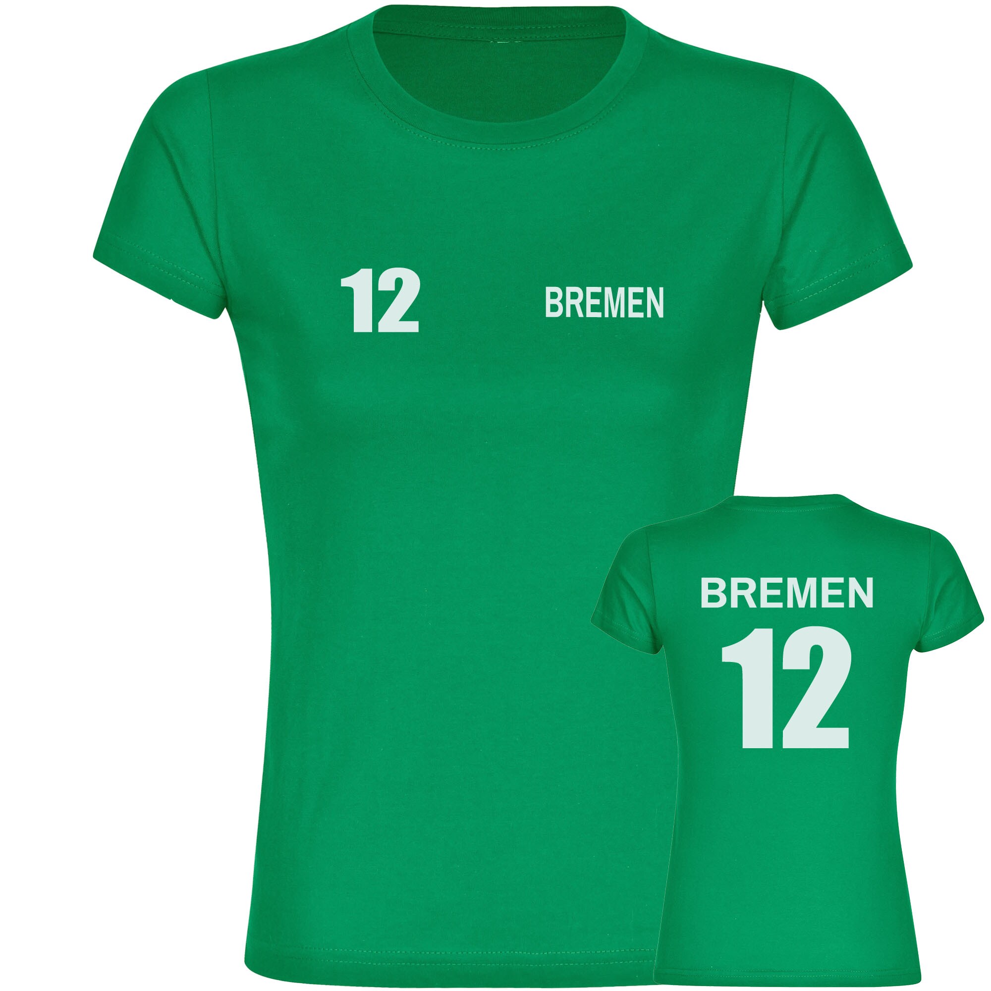 multifanshop Damen T-Shirt - Bremen - Trikot Nummer 12 - Druck wei&szlig; - Frauen - Bild 1