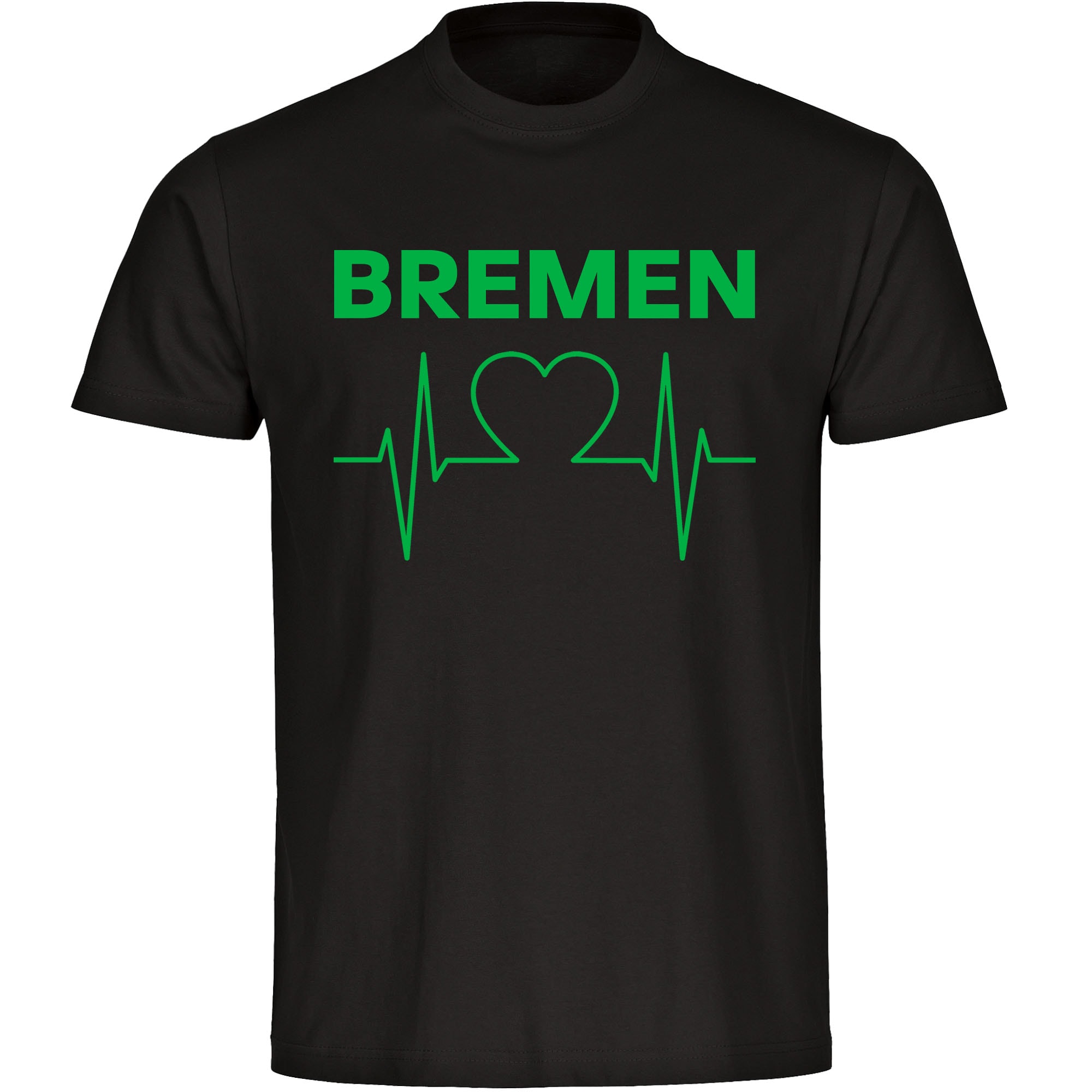 multifanshop Herren T-Shirt - Bremen - Herzschlag - Druck gr&uuml;n - M&auml;nner - Bild 1