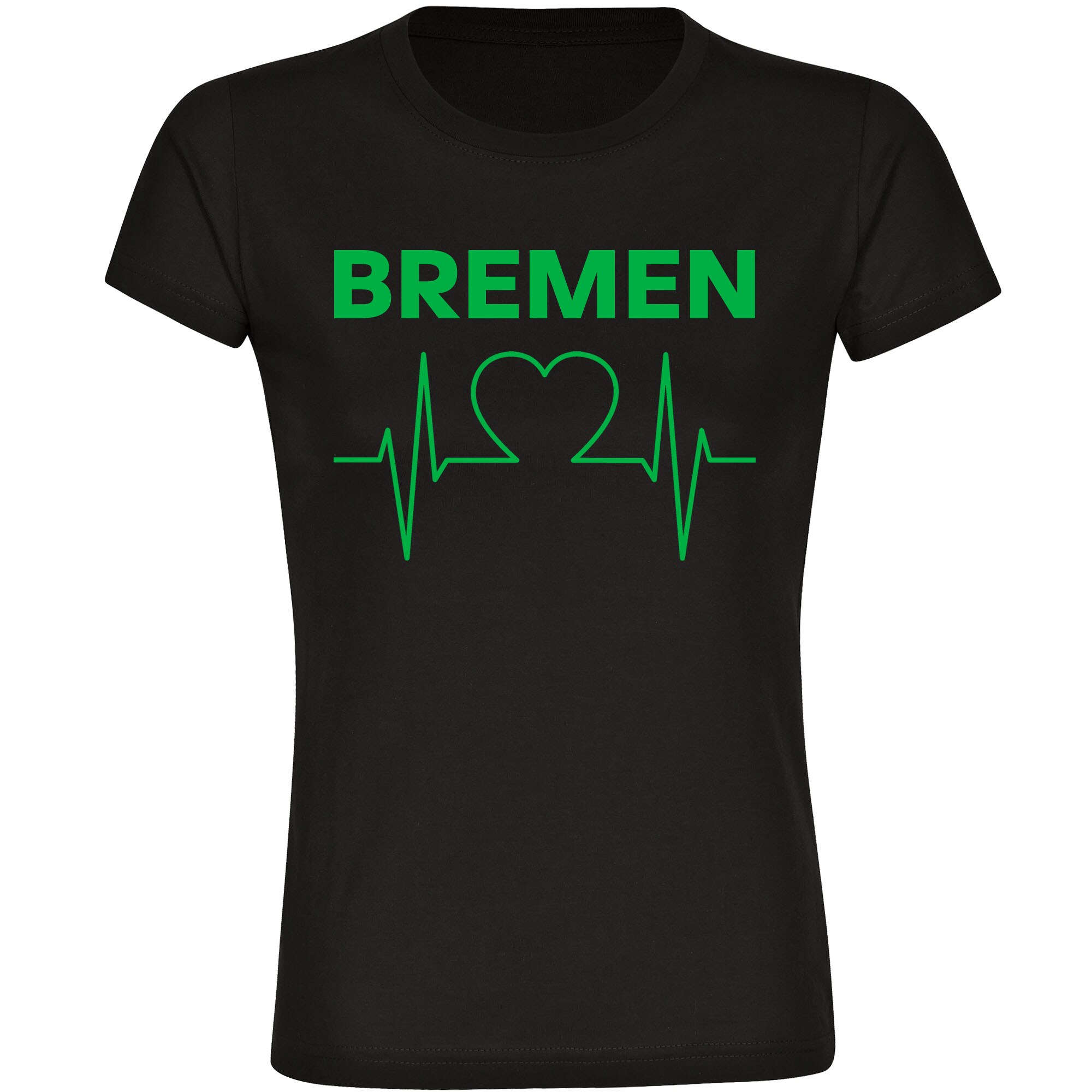 multifanshop Damen T-Shirt - Bremen - Herzschlag - Druck gr&uuml;n - Frauen - Bild 1