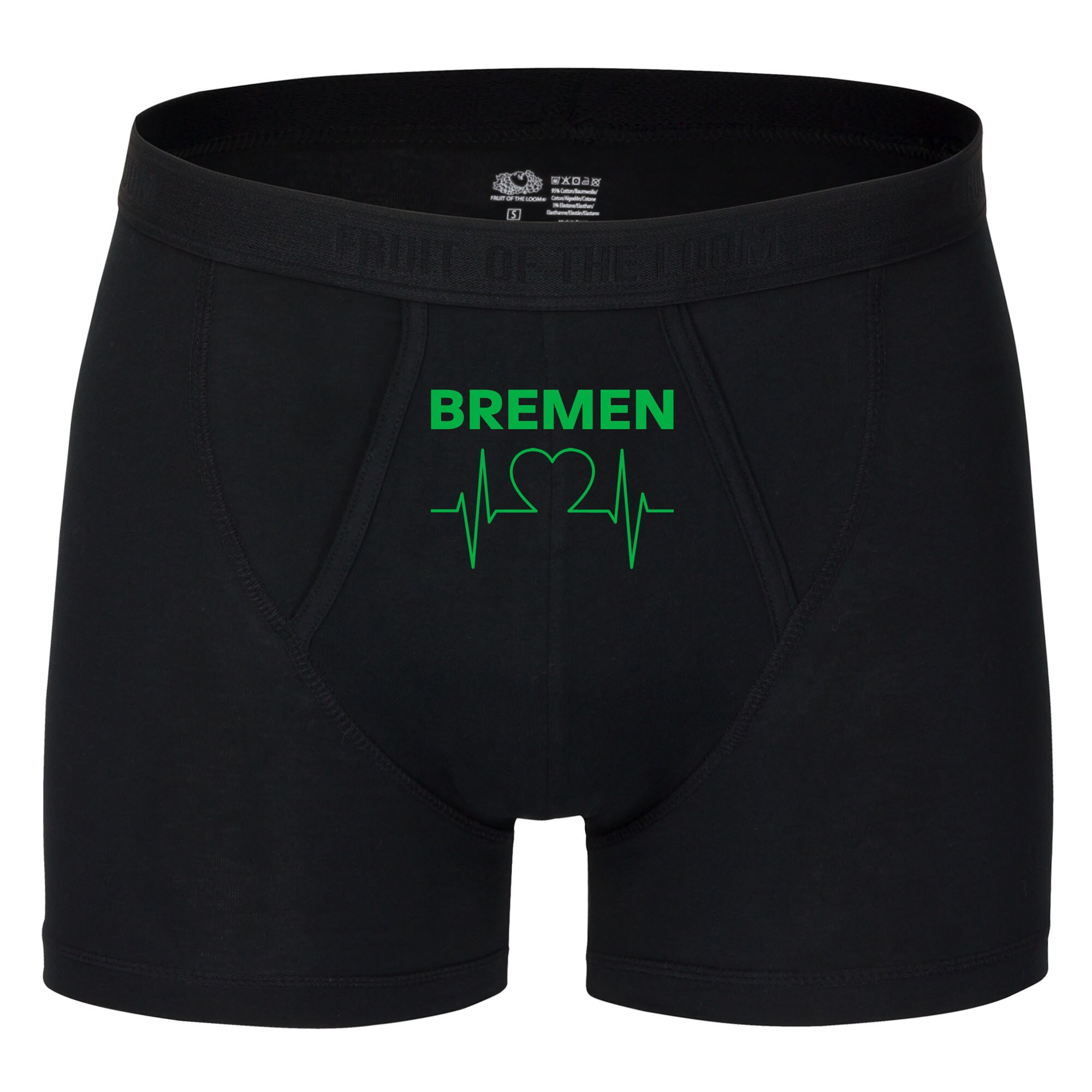 multifanshop Herren Boxer Short - Bremen - Herzschlag - Druck gr&uuml;n - Unterw&auml;sche - Bild 1