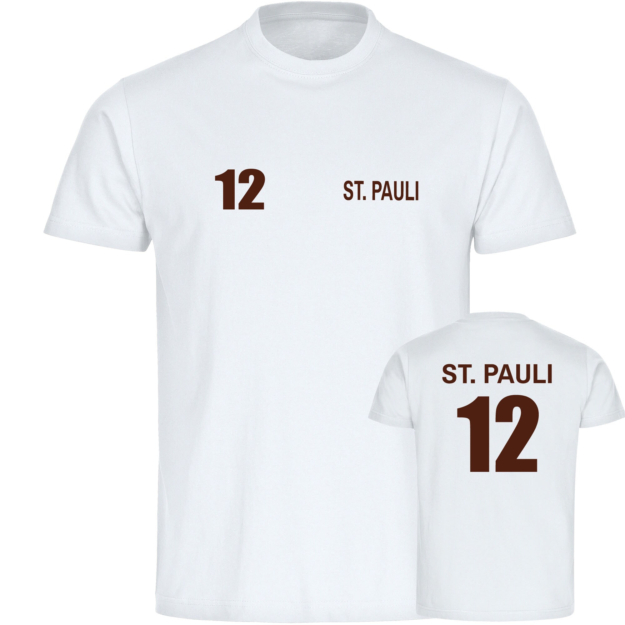multifanshop Herren T-Shirt - St. Pauli - Trikot Nummer 12 - Druck braun - M&auml;nner - Bild 1