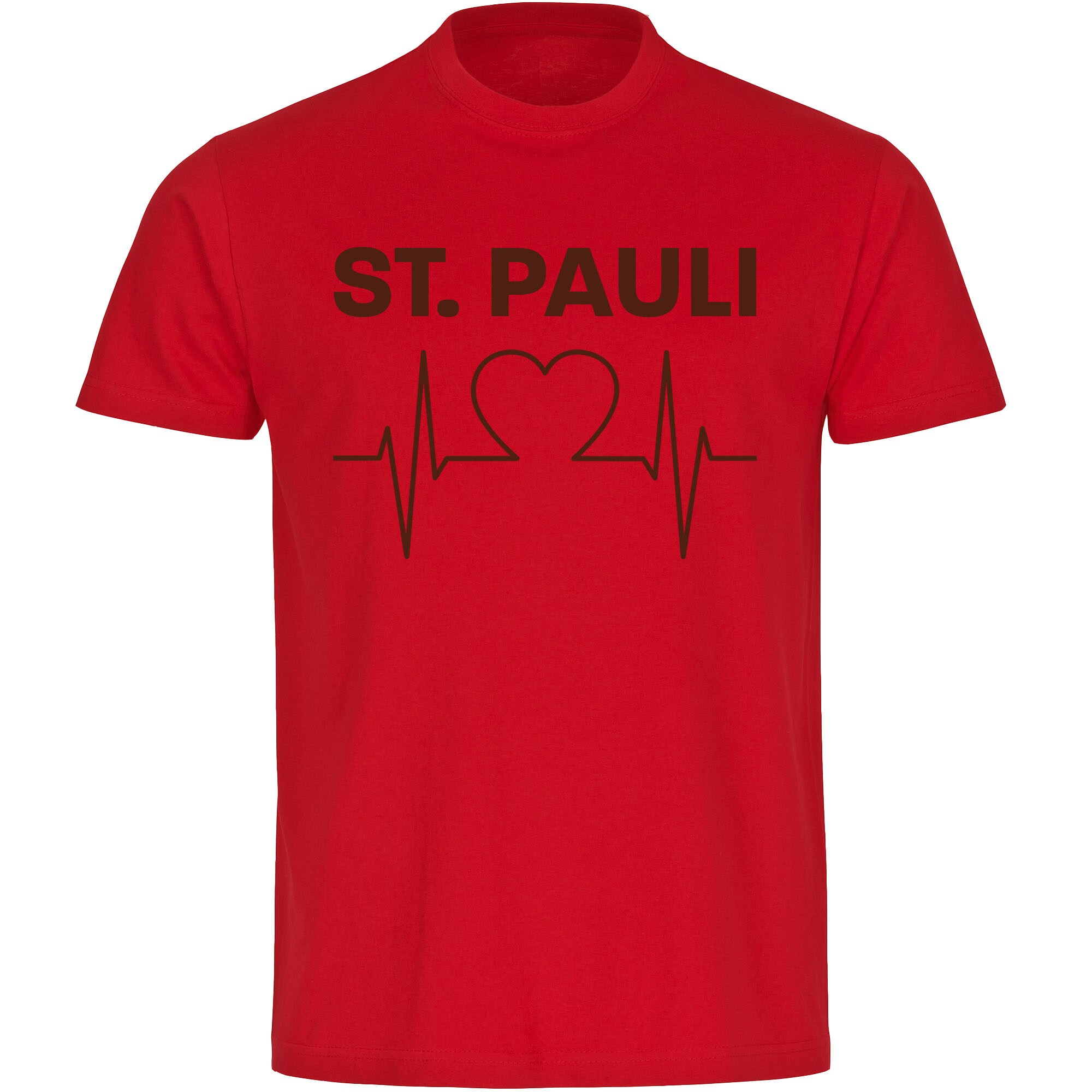 multifanshop Herren T-Shirt - St. Pauli - Herzschlag - Druck braun - M&auml;nner - Bild 1